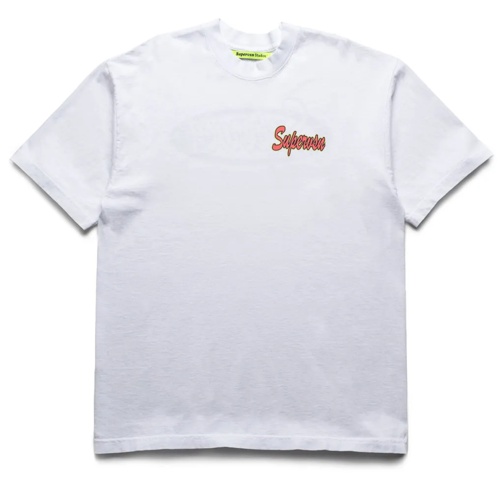 Adult Vintage Look Supervsn Spot Sticker Tee - White