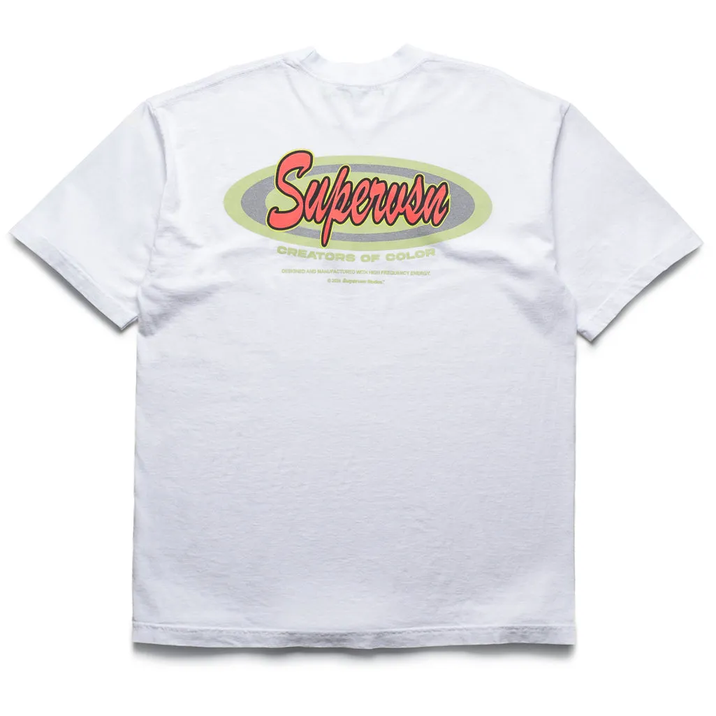 poolside outfit Supervsn Spot Sticker Tee - White