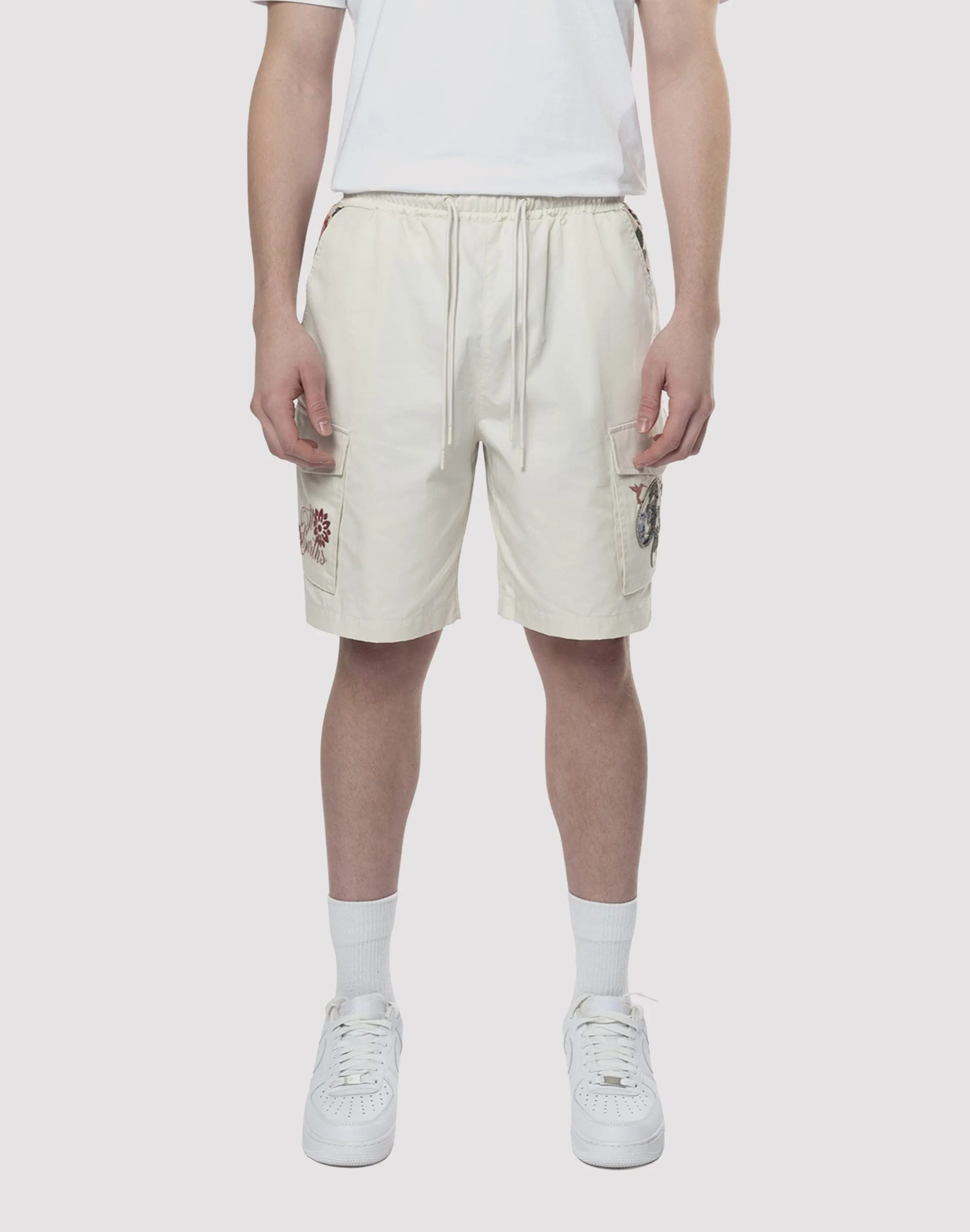 warm fleece Strong Glow Grindhouse Tapestry Trim Twill Shorts