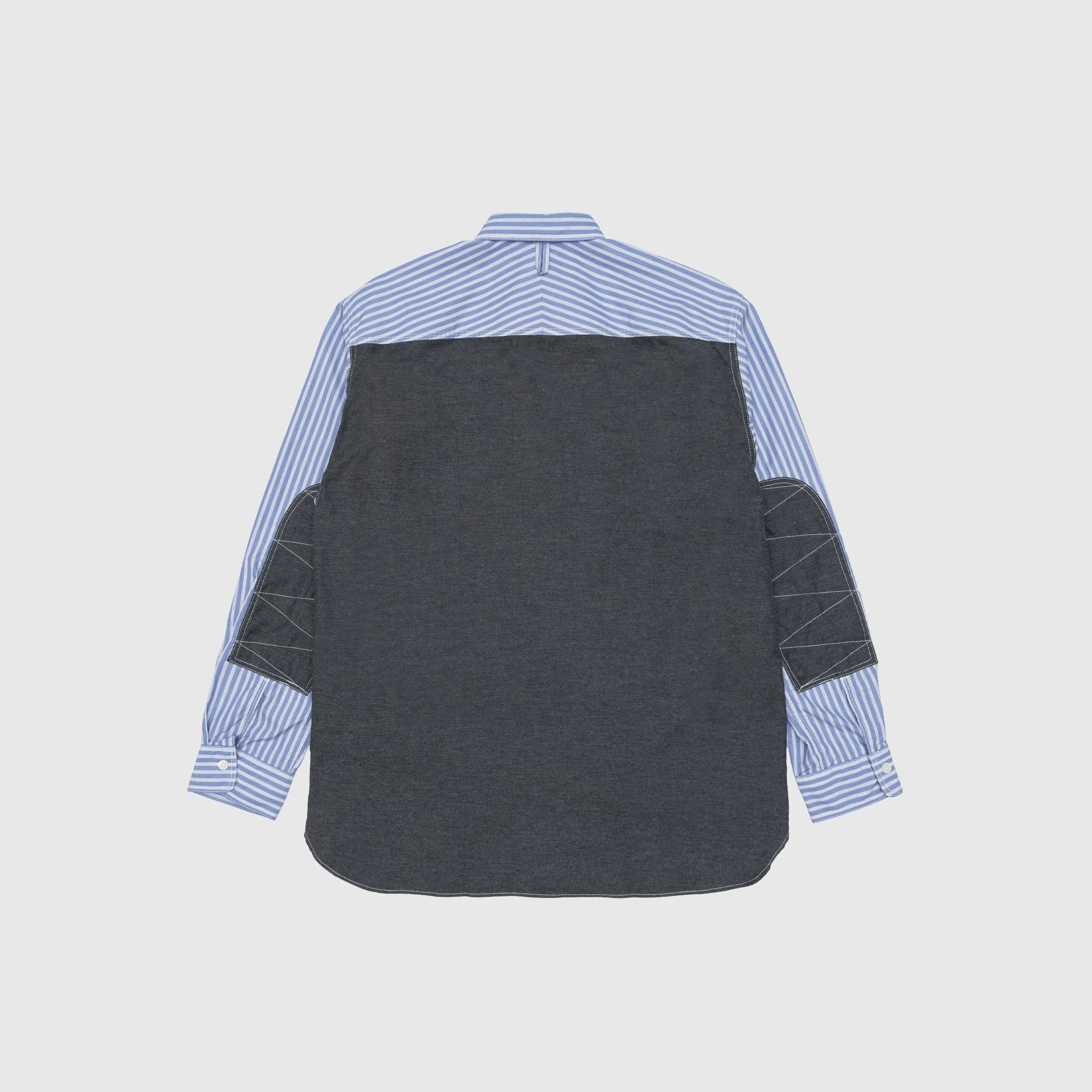 Subtle pattern Youthful Appeal COTTON STRIPED ELBOW PATCH SHIRT