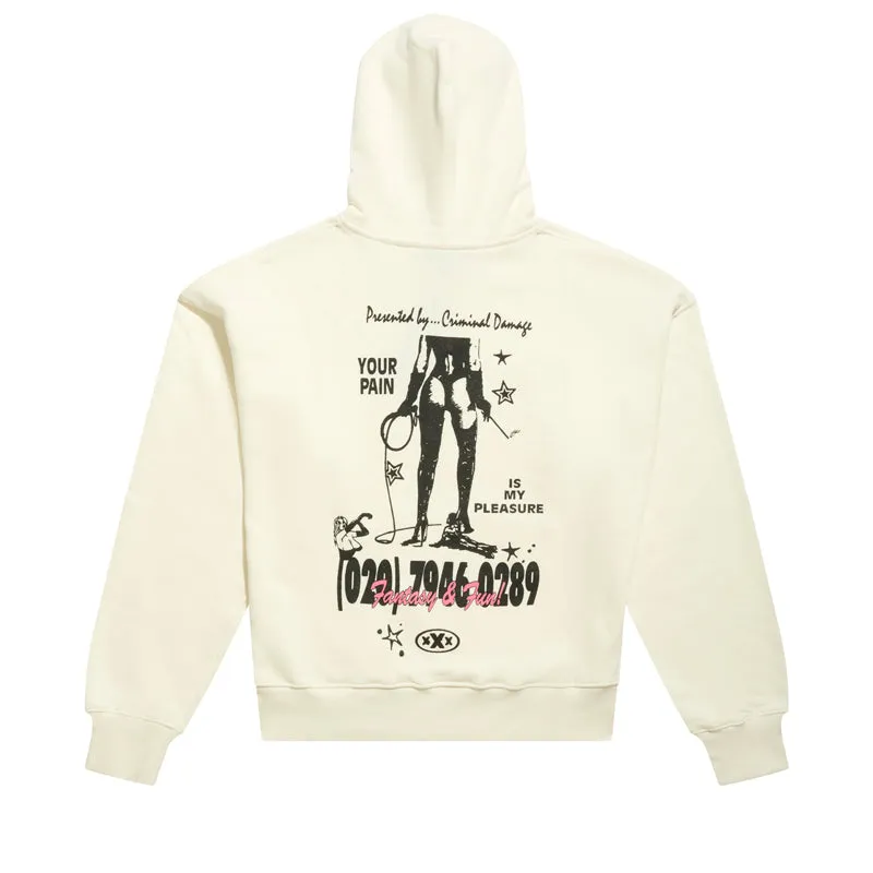 Lightweight Fabric Warthog like Criminal Damage Fantasy & Fun Hoodie - Off White