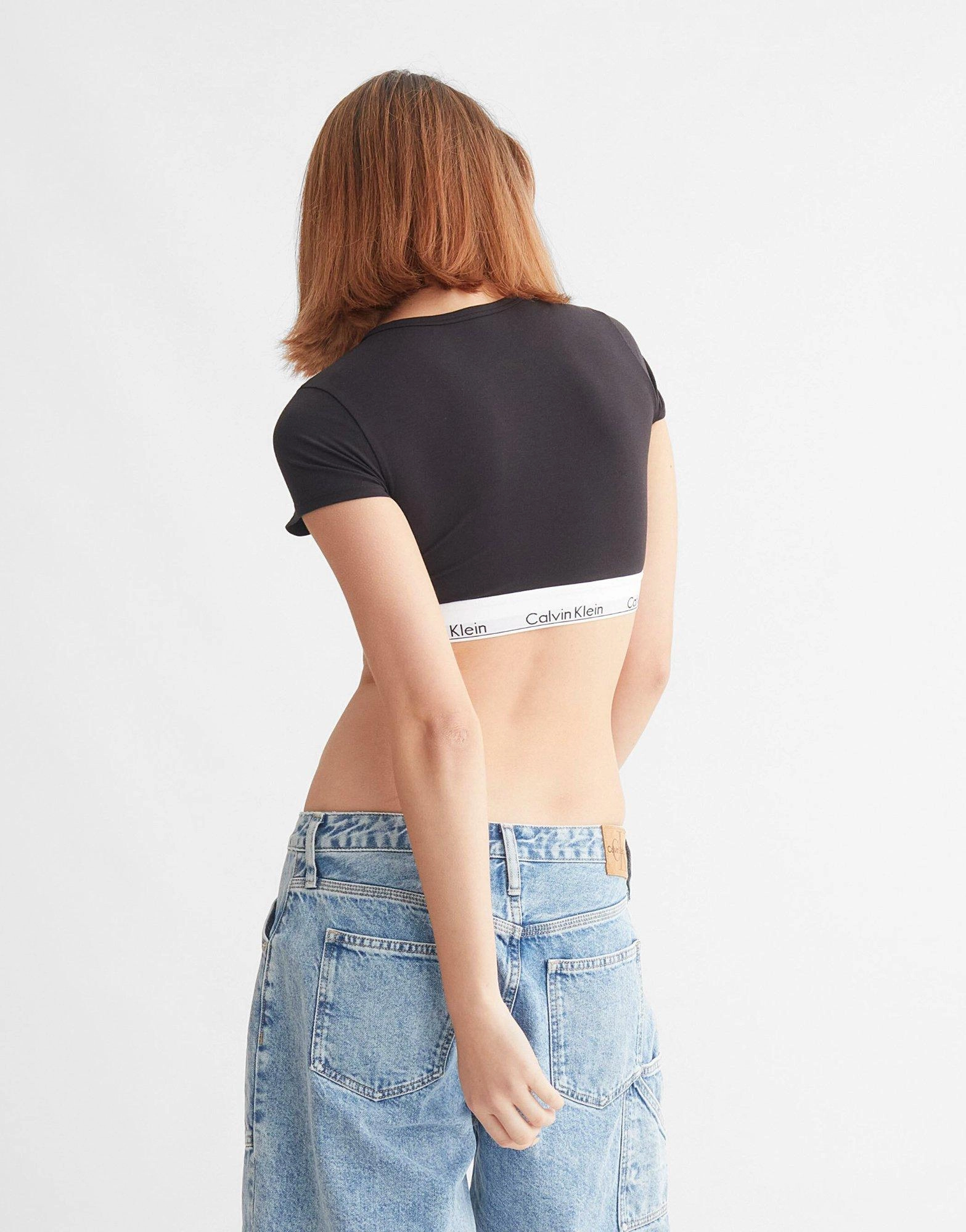 Modern Cotton T-Shirt Bralette Embroidered Multicolor