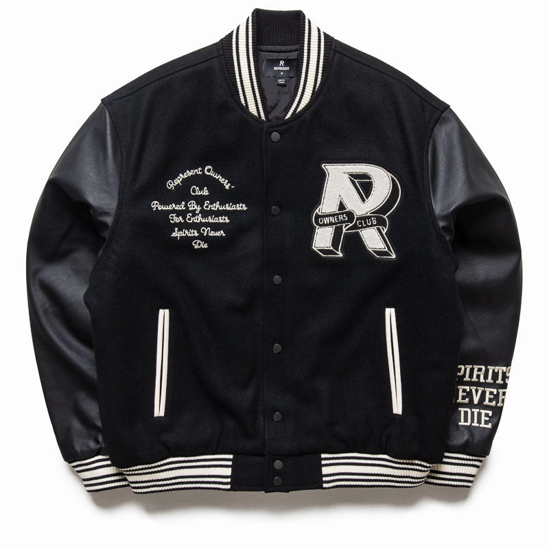 Grade Noise Free Fabric Represent Owners Club Varsity Jacket - Black
