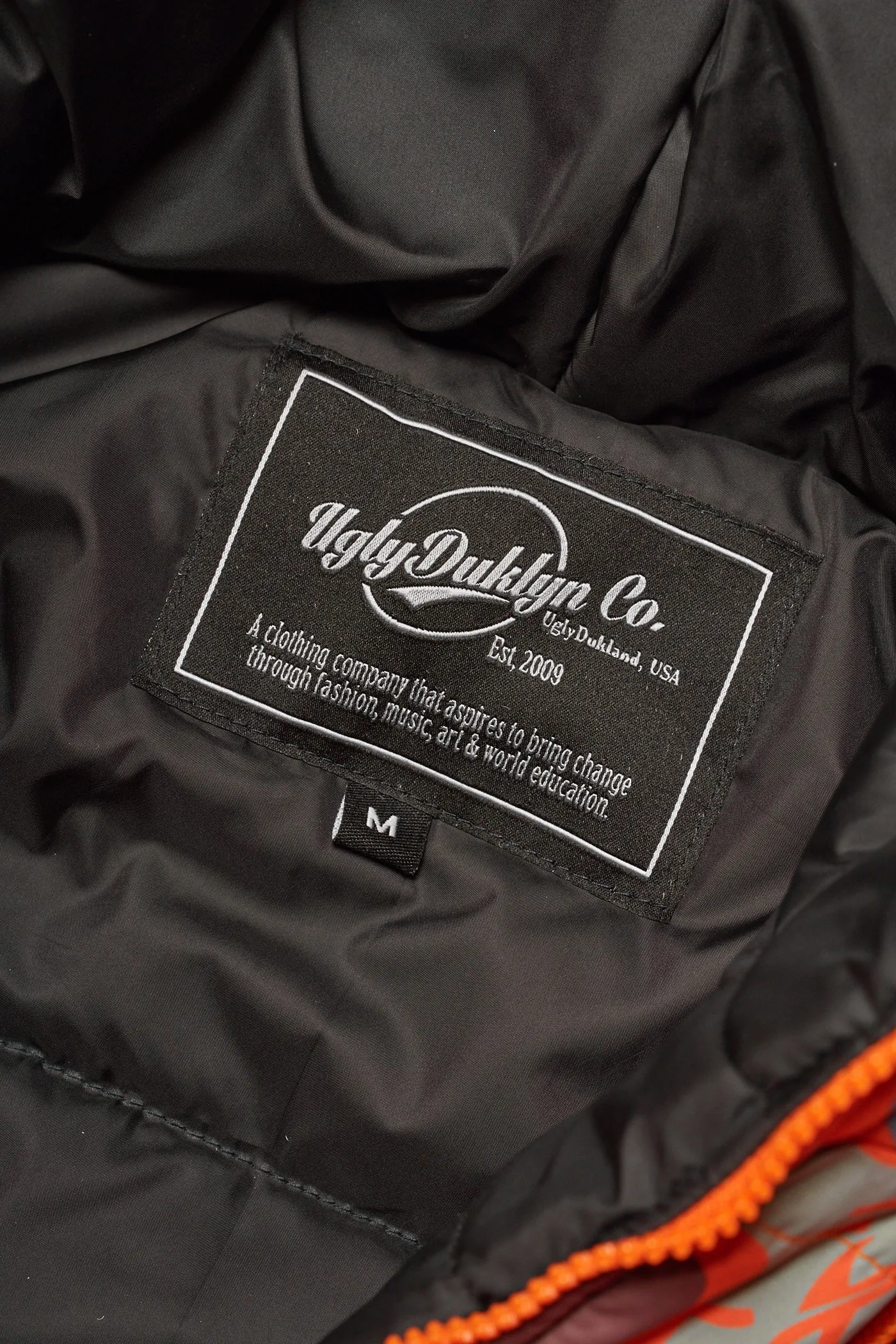 MILITARY CAMO PUFFER JACKET - ORANGE MachineWashable