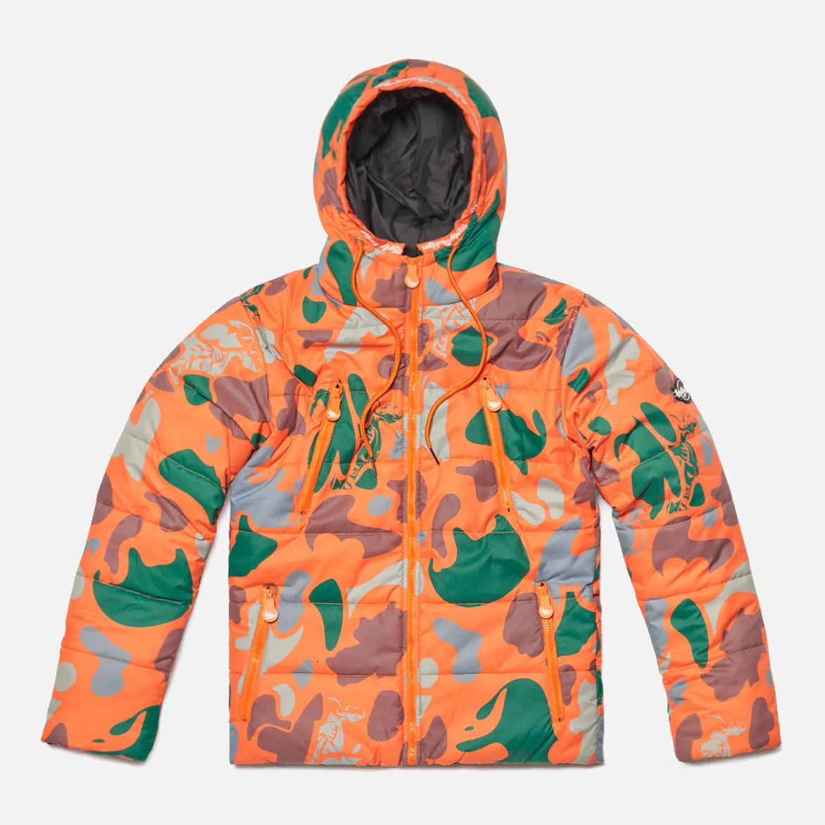 MILITARY CAMO PUFFER JACKET - ORANGE ReflectiveTrims