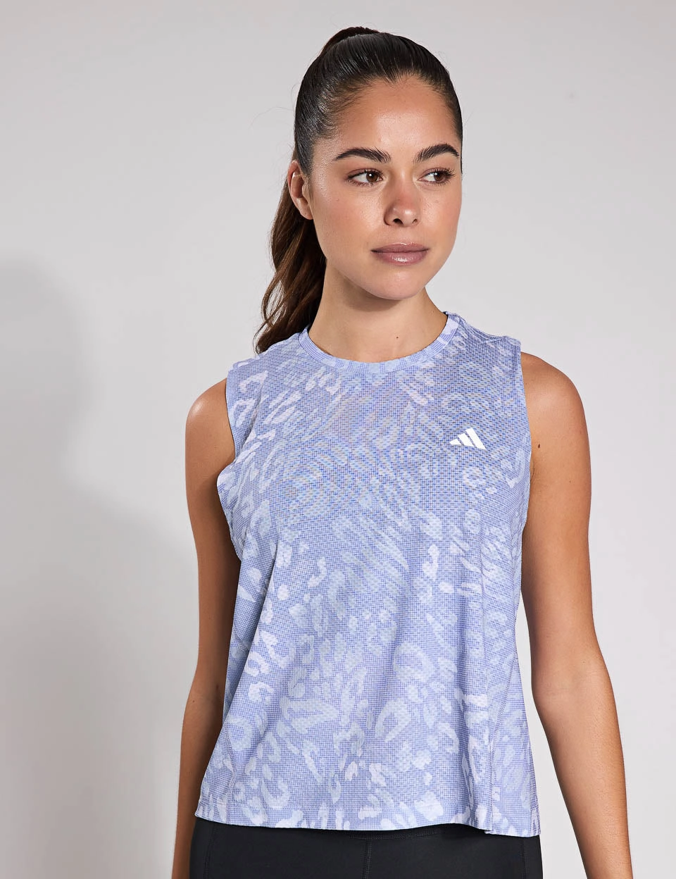 Impact Resistant Own the Run CLIMACOOL 3-Stripes Tank Top - Dash Grey/Violet Tone