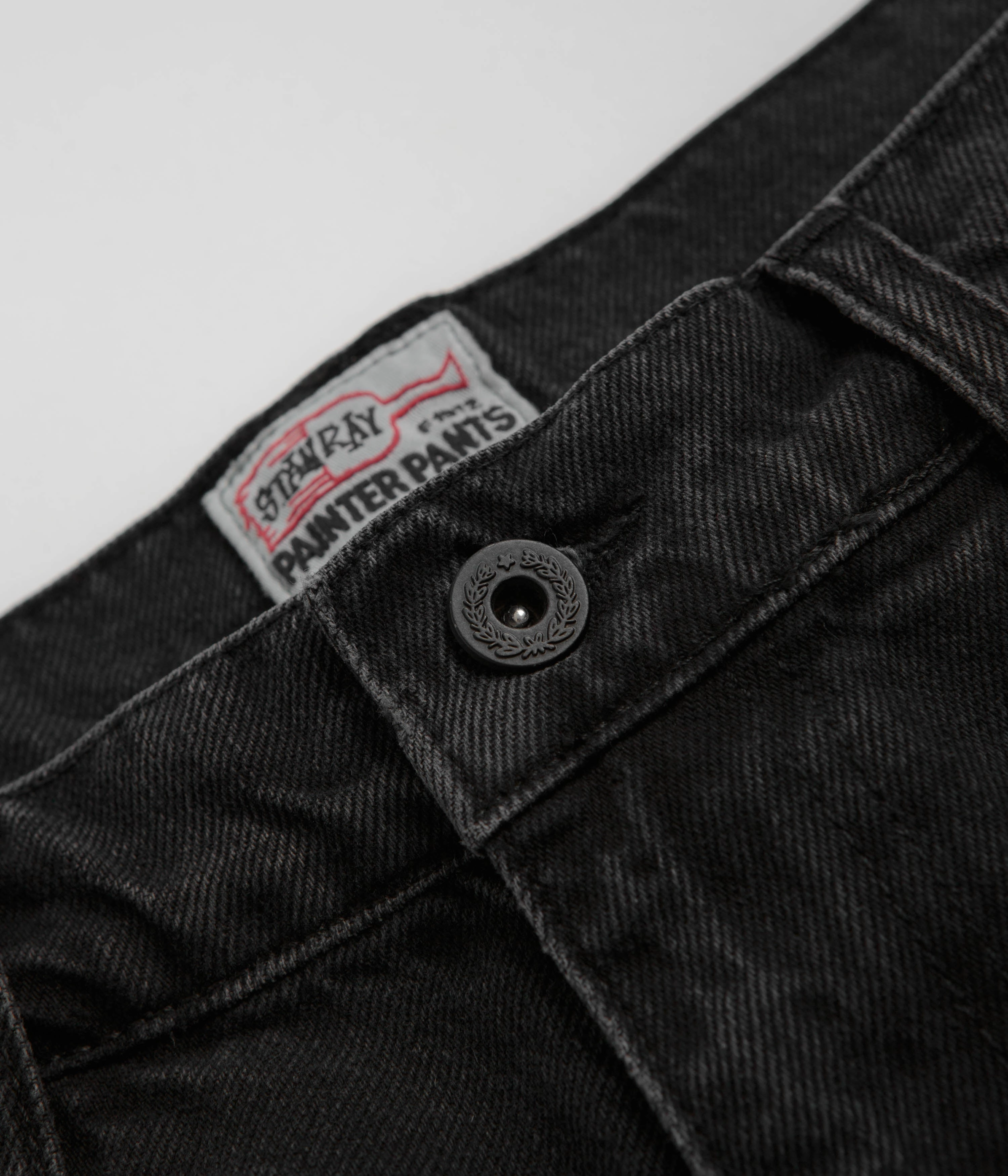 Stan Ray Wide 5 Pants - Stonewashed Black Denim Tailored Fit Adjustable Drawcord