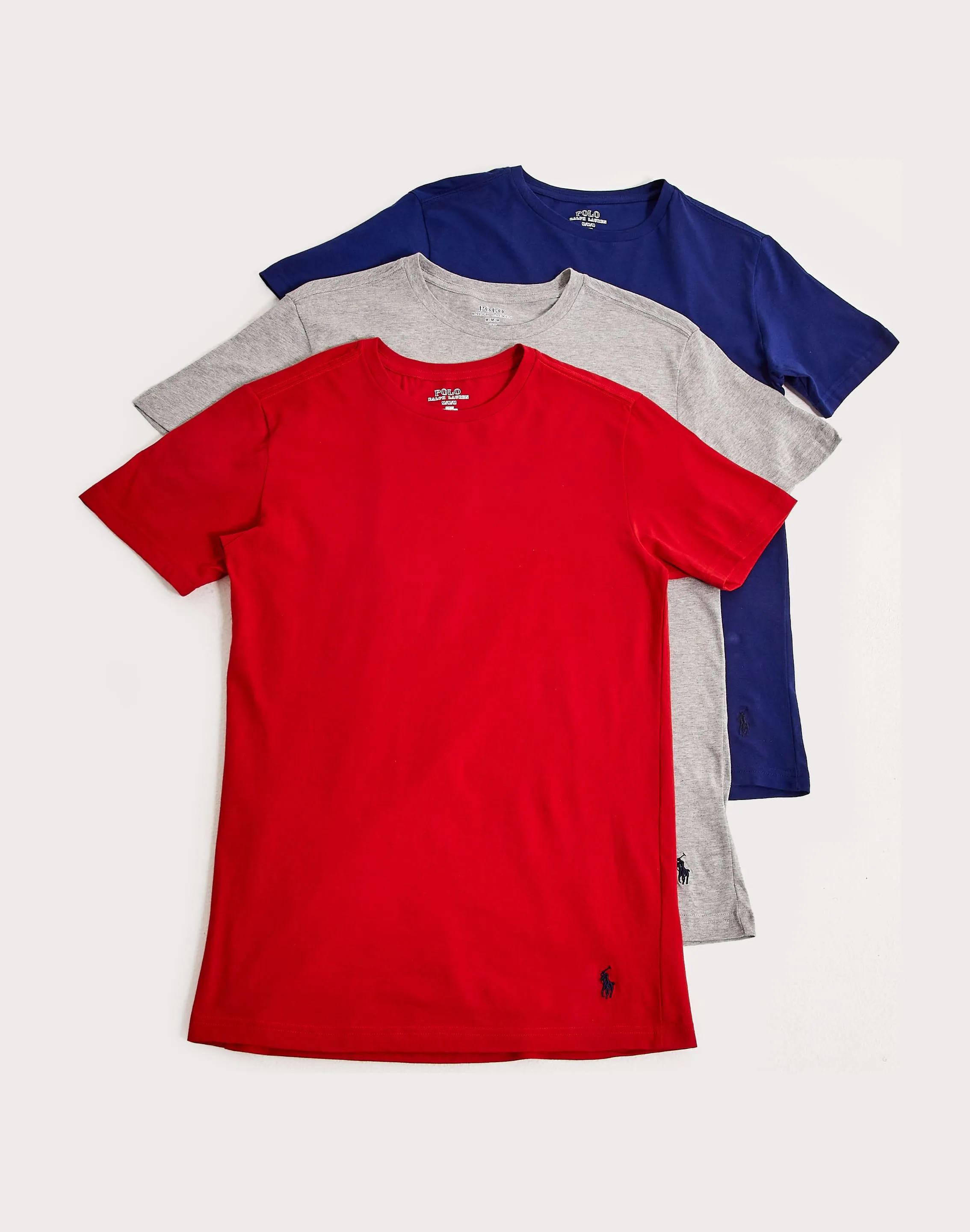 Seamless construction Korean Fresh Polo Ralph Lauren Slim Fit Cotton Crewneck Tee 3-Pack