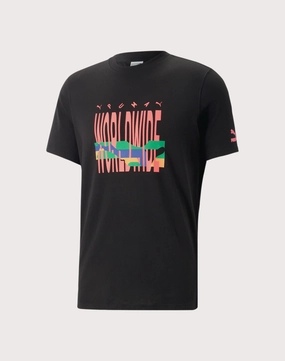 Puma Wavefront Graphic Black Tee Summer Air LightweightWeave