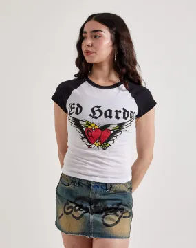 Ed Hardy Heart Wings Raglan Tee FlexibleFit Hike Fit