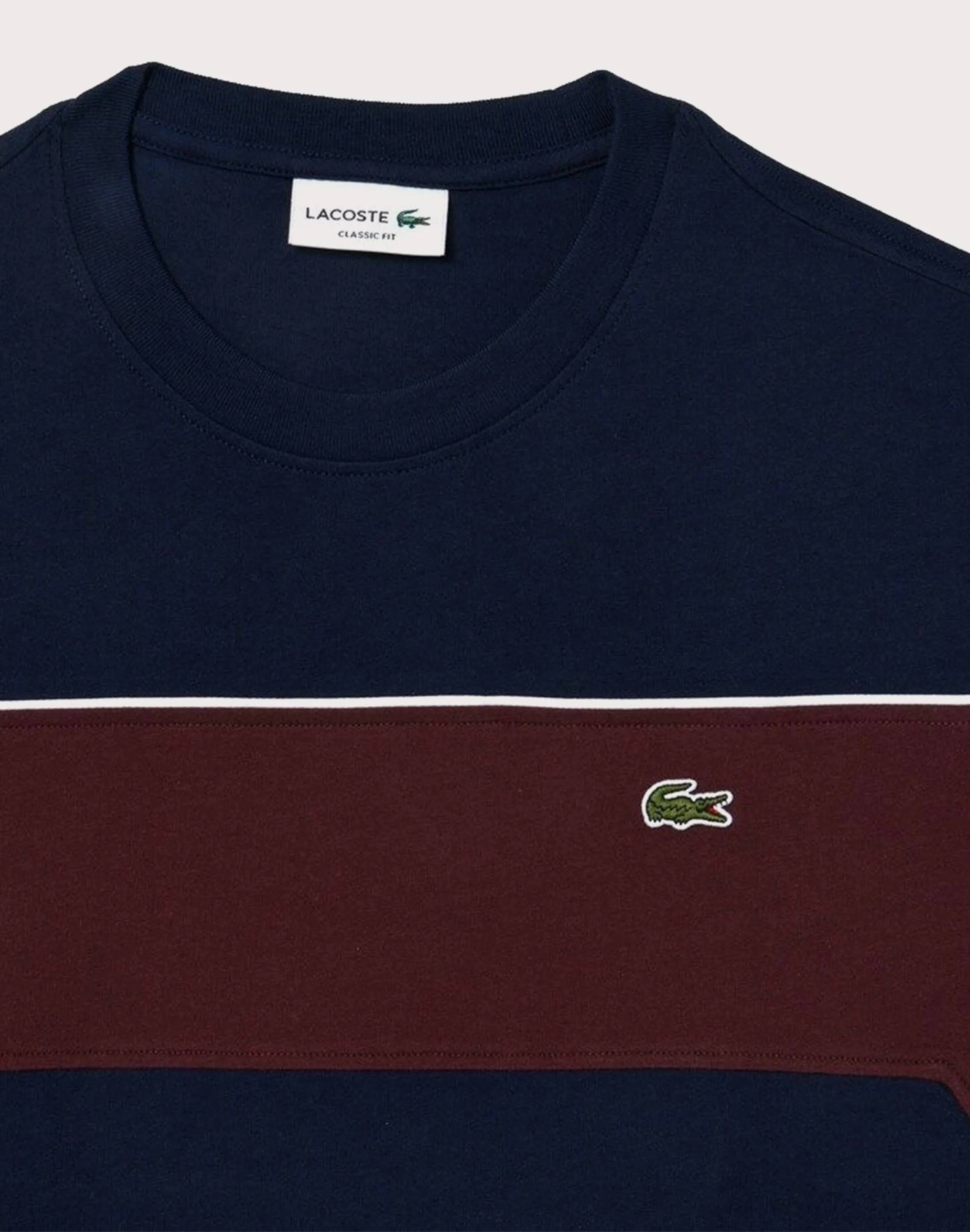 Lacoste Colorblock Navy/Maroon Tee yoga mode