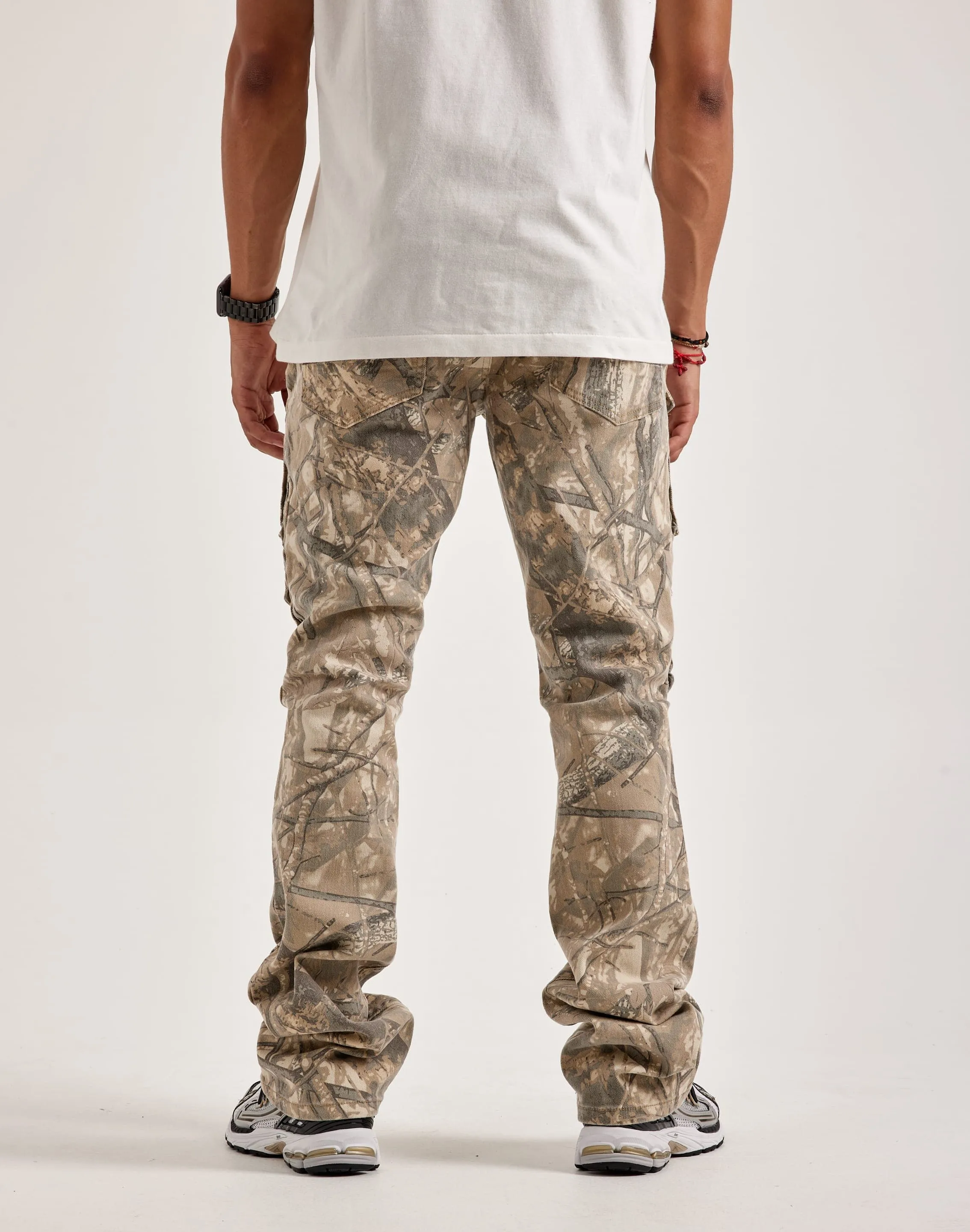 NoRubEdging Smoke Rise Utility Stacked Flared Cargo Pants
