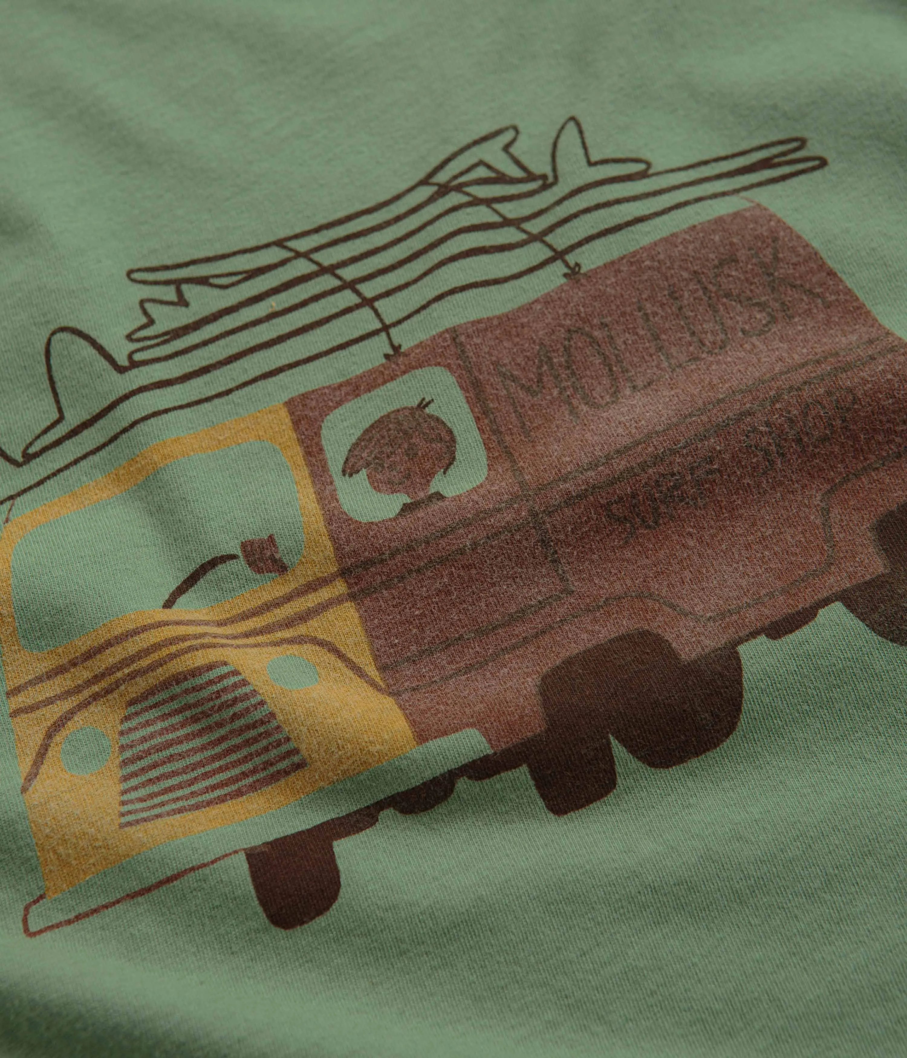 Mollusk Kids Van T-Shirt - Trinity Green Boat Neck table tennis
