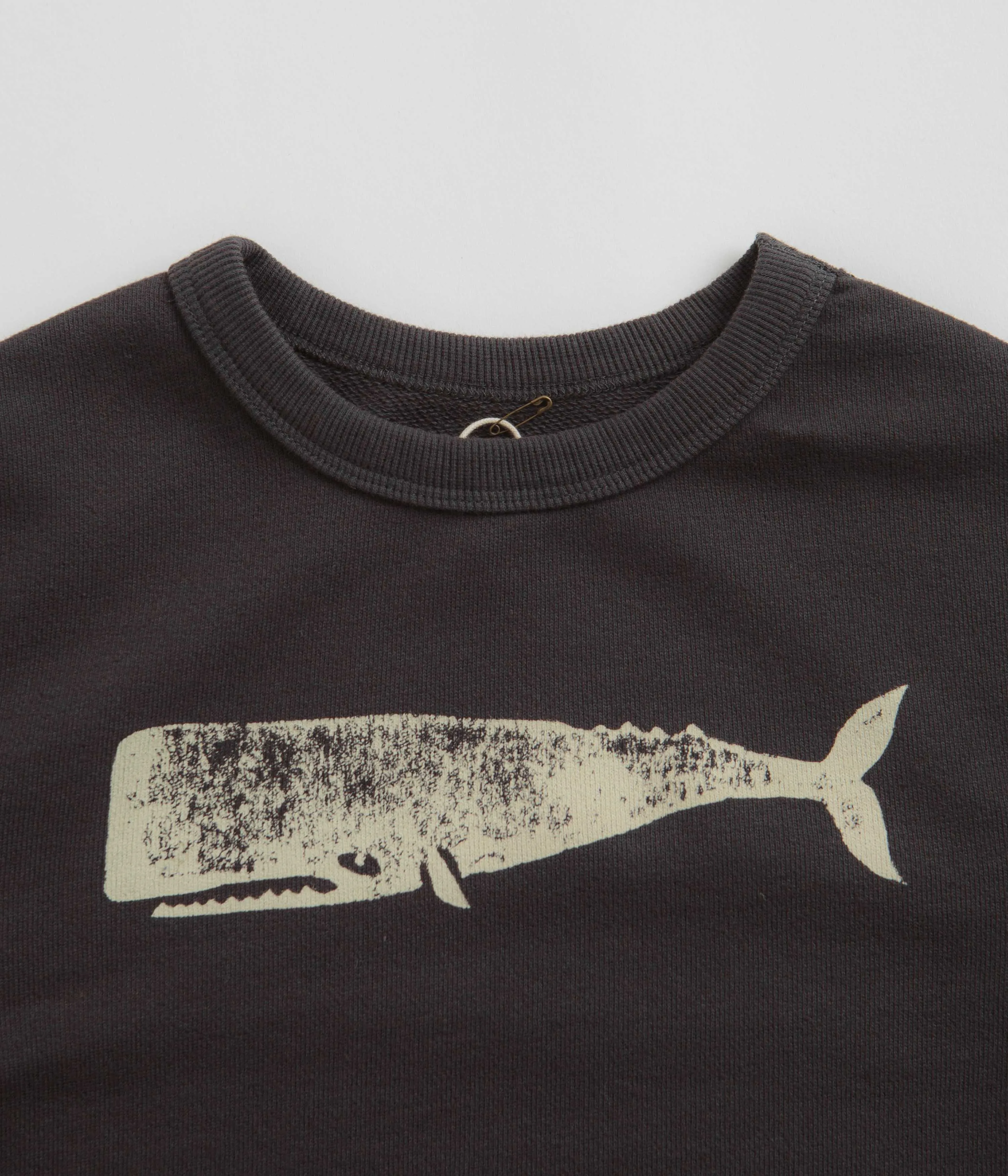 Modern Aesthetic nautical print Mollusk Kids Whale Crewneck Sweatshirt - Faded Navy