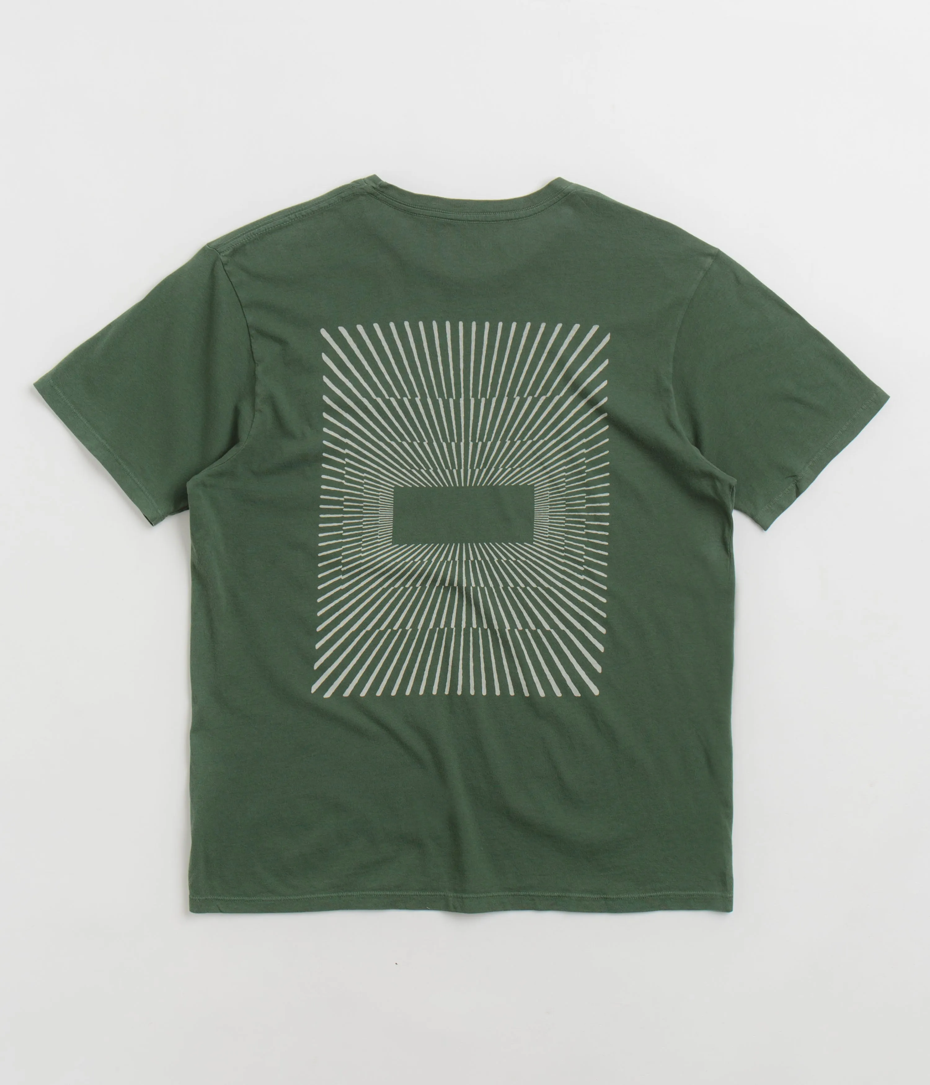 Double Needle Stitching Wedges Mollusk Morning Light T-Shirt - Rover Green