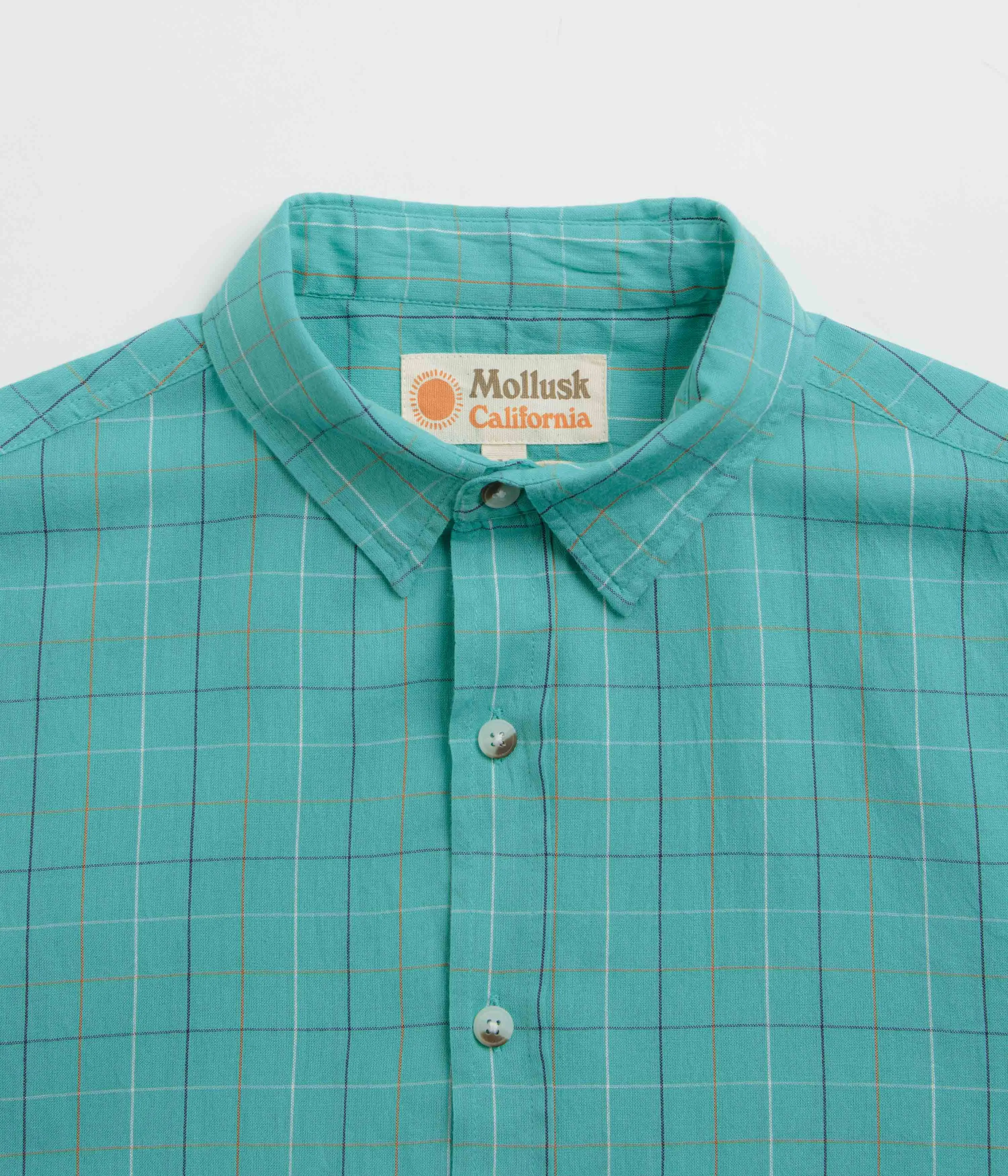 Street Fashion Mollusk Summer Shirt - Cyan Windowpane