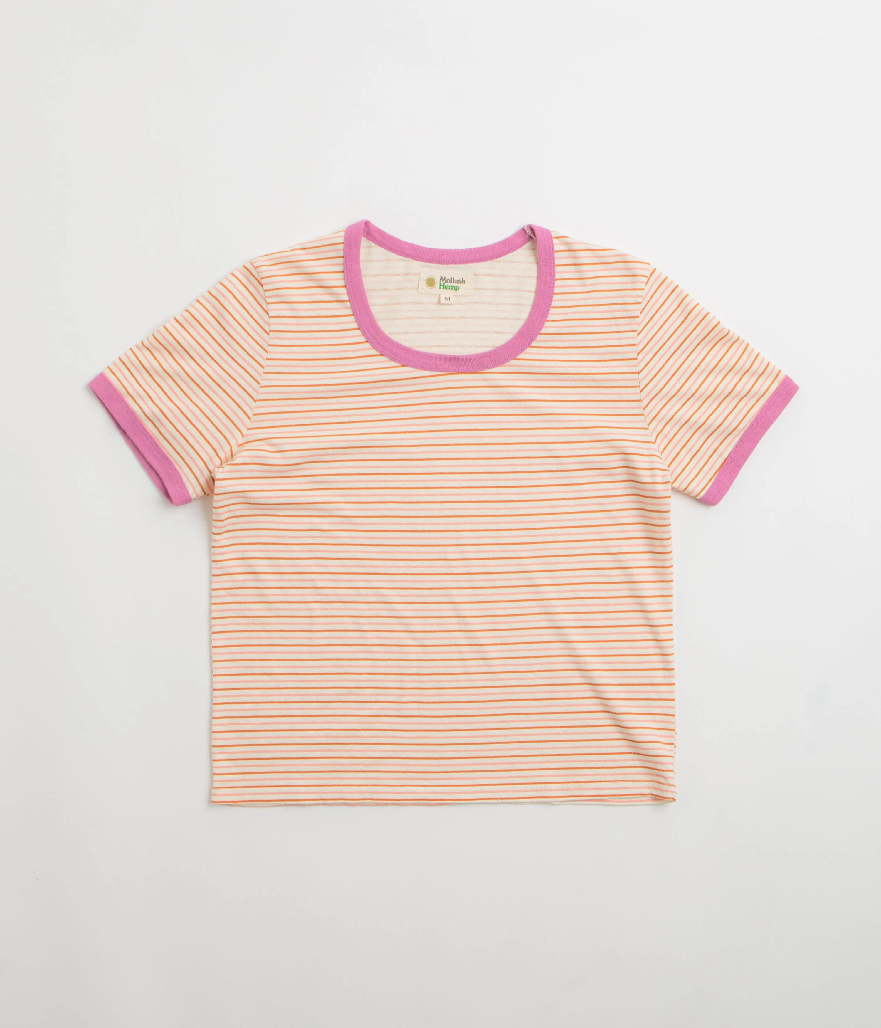 polyester shirt off-season Mollusk Womens Ringer T-Shirt - Pink Stripe