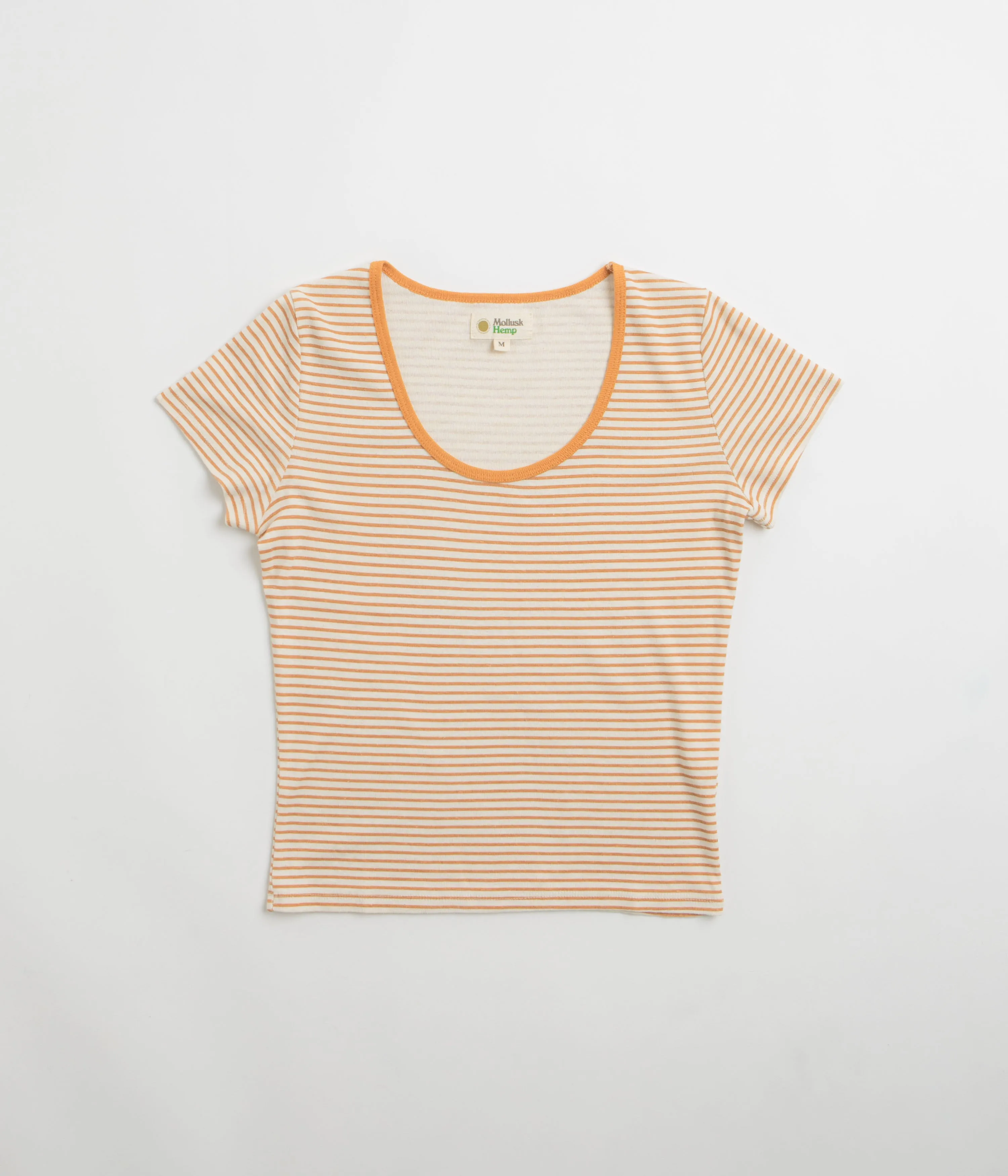 Mollusk Womens Scoop Ribsy T-Shirt - Orange Stripe Club Event