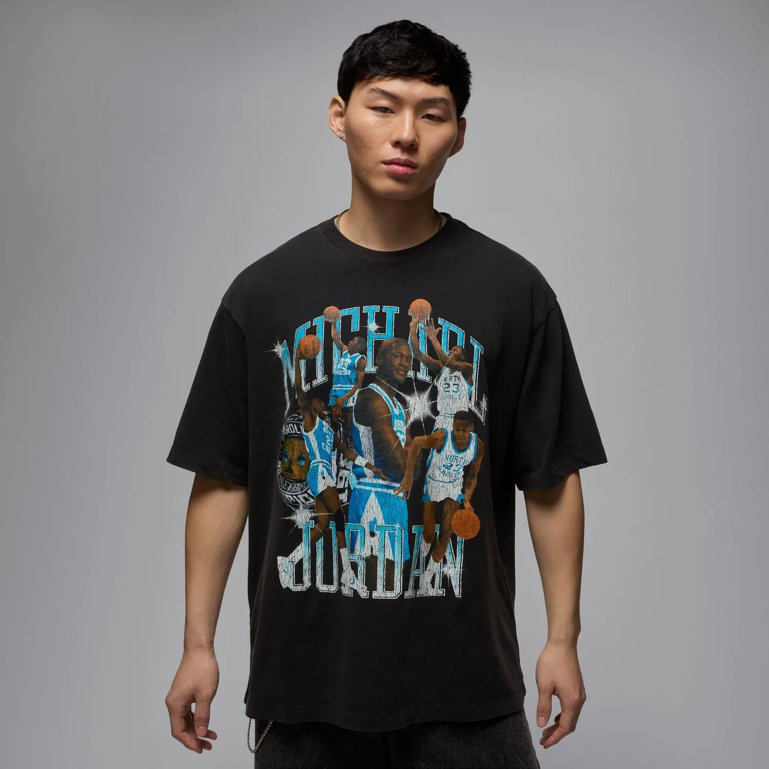 Stage Feel Adjustable drawstring MJ Oversized Graphic Crew - Mens