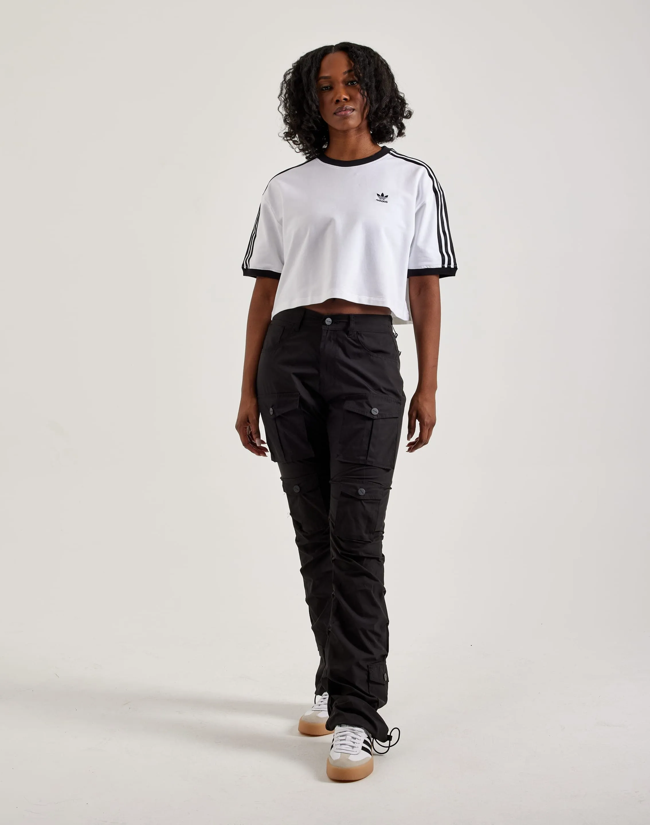 Adidas 3-Stripes Loose Cropped Tee Glitter Fit ShrinkResistant