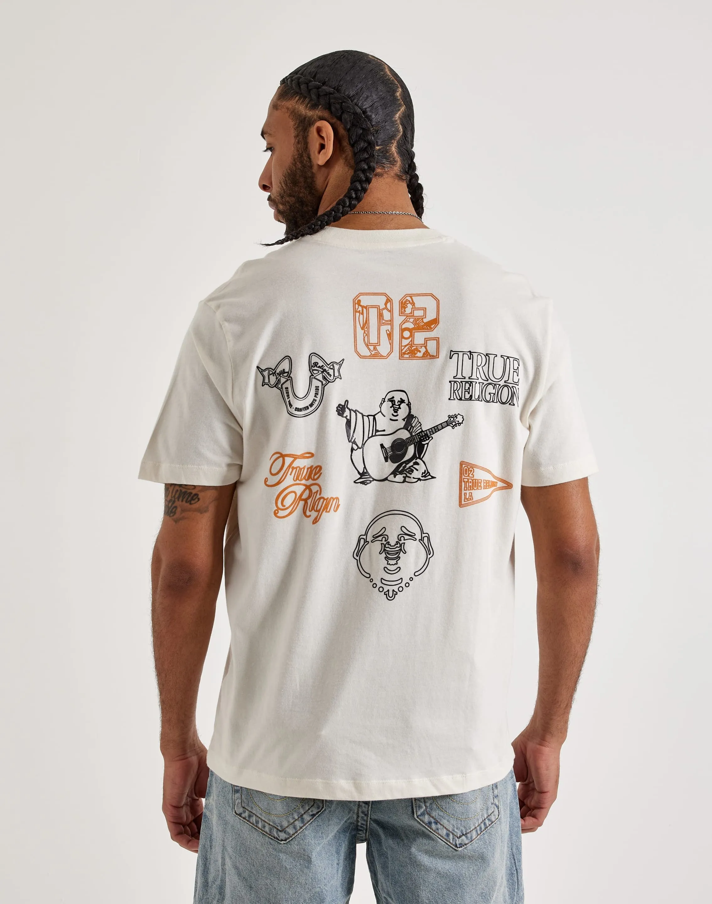 True Religion Logo Tee Placket Closure Diamond Soul