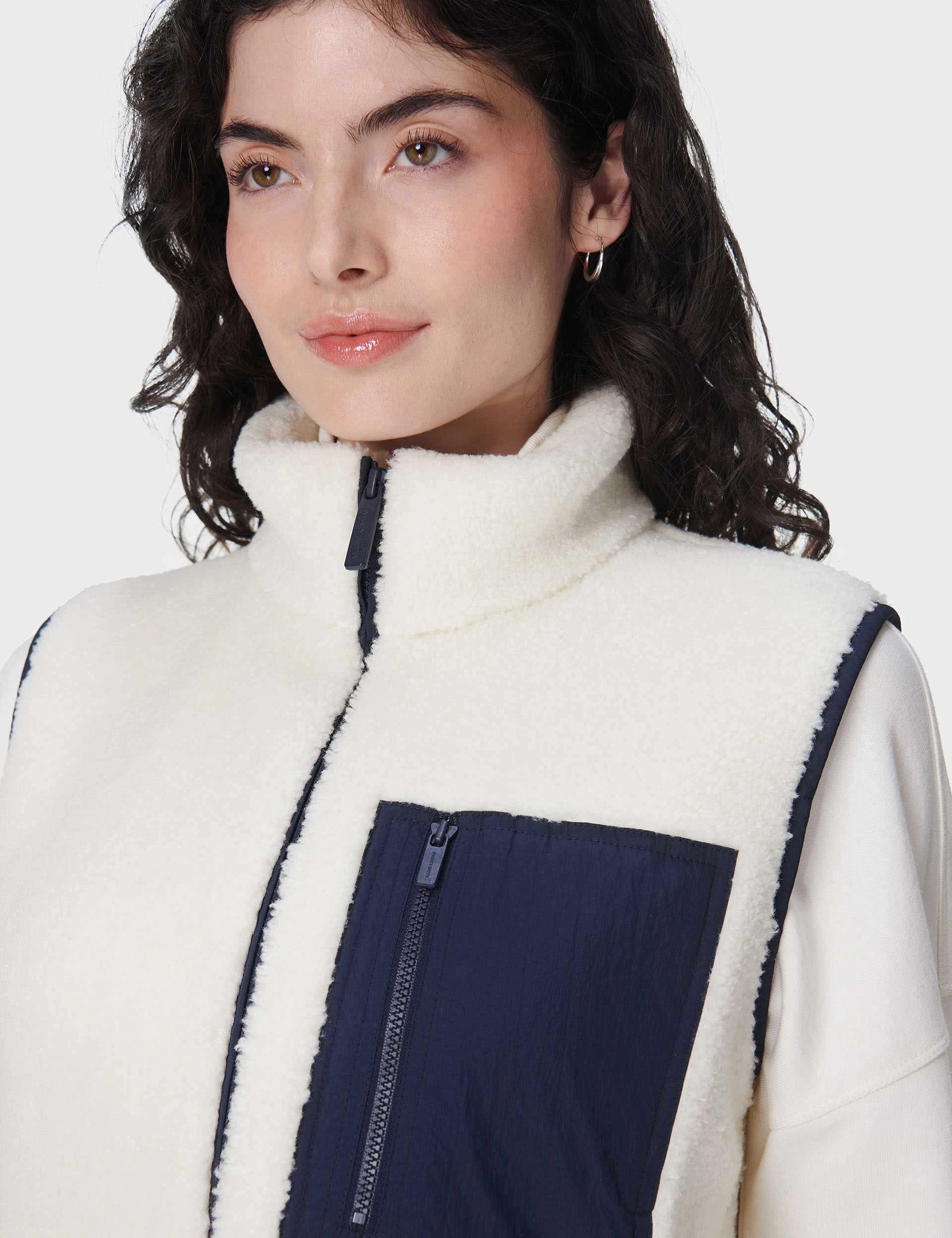 Waterproof Technology Cozy Design Plush Gilet - Lily White
