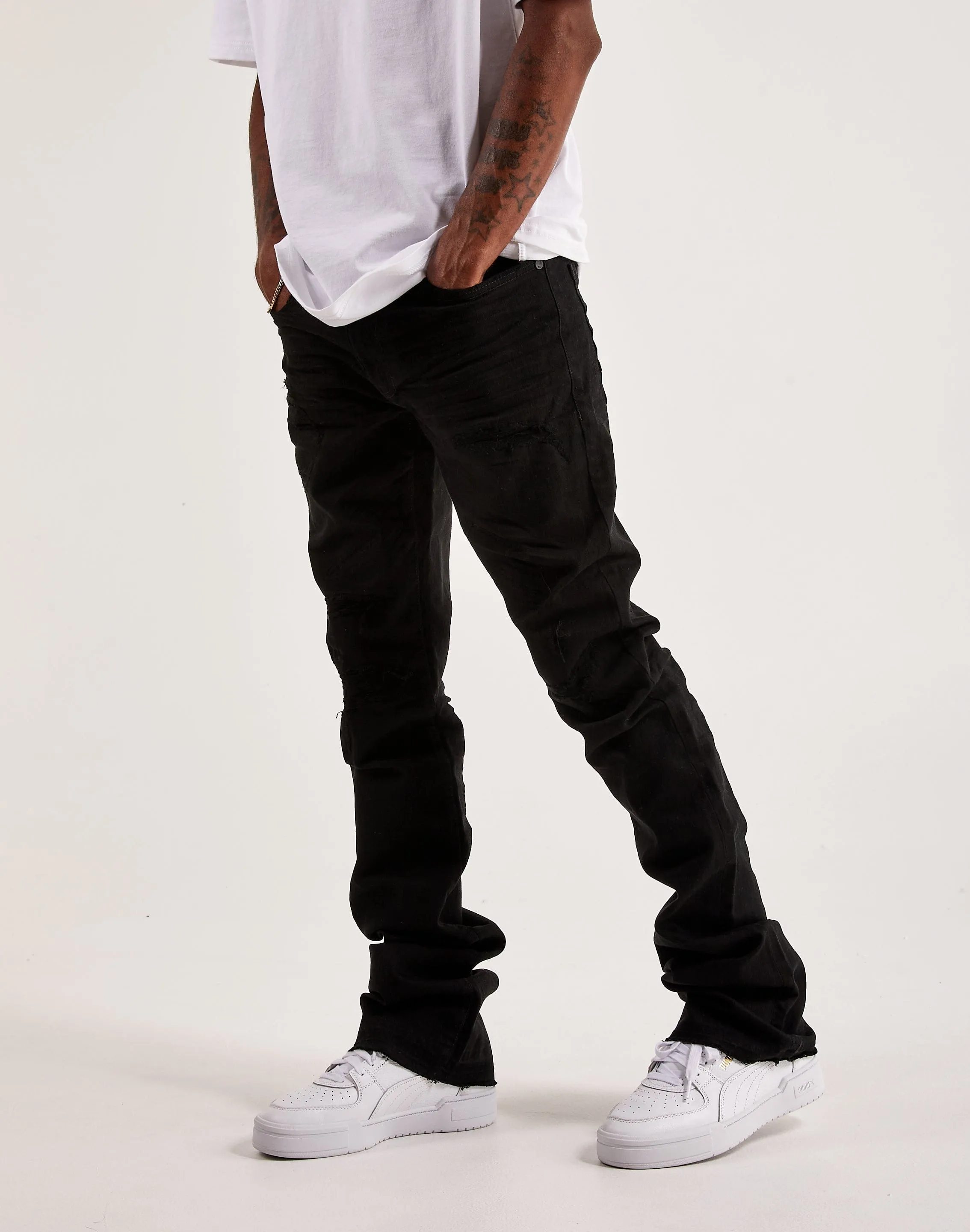 Jordan Craig Stacked Denim Jeans MinimalistStyle Morning Walk