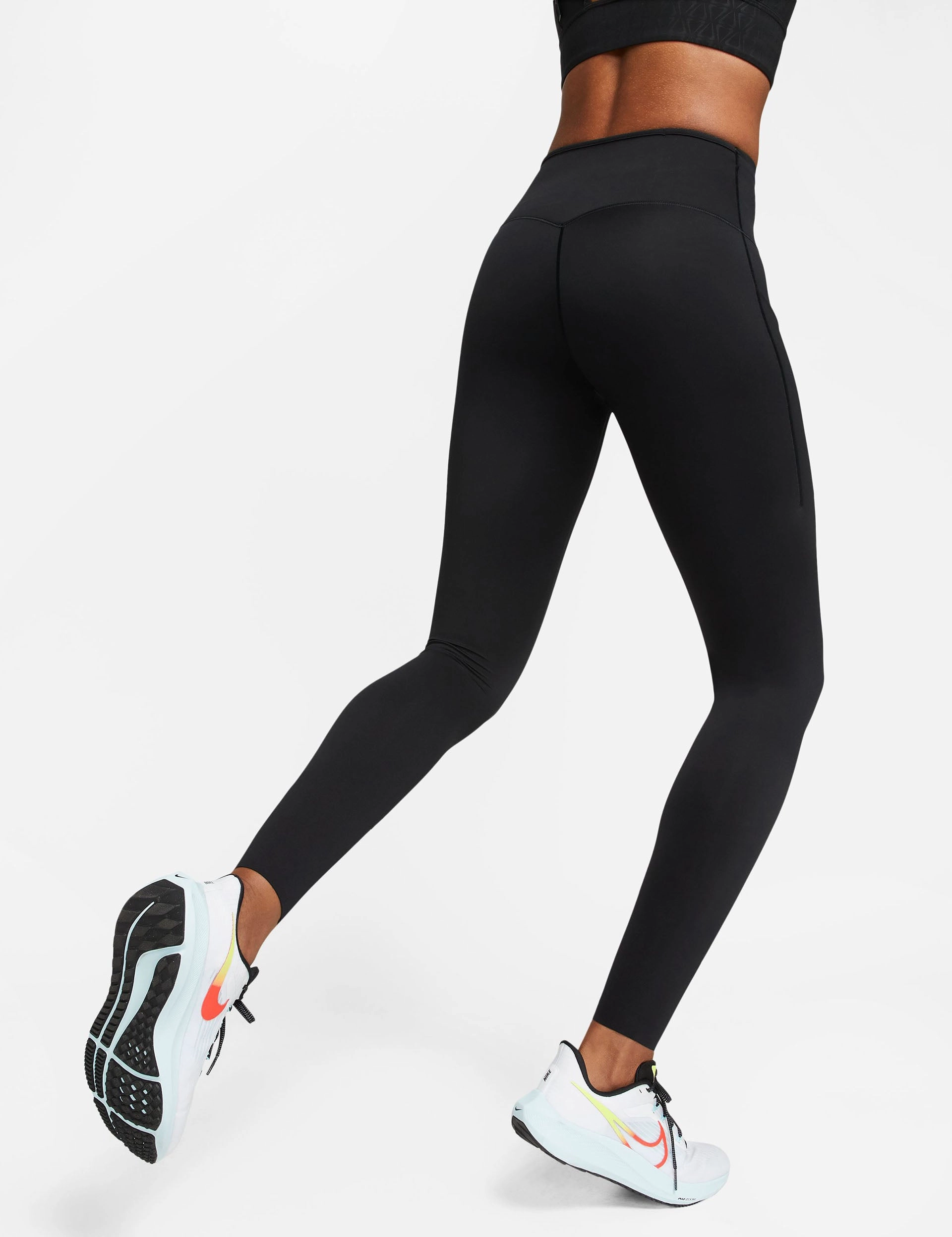 Breathable Fabric Maternity Wear Mesh Panel Studio Practice Go High Waisted Leggings - Black