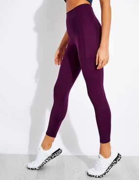 Lounge Comfort Minimal Look High Waisted 7/8 Pocket Legging - Plum