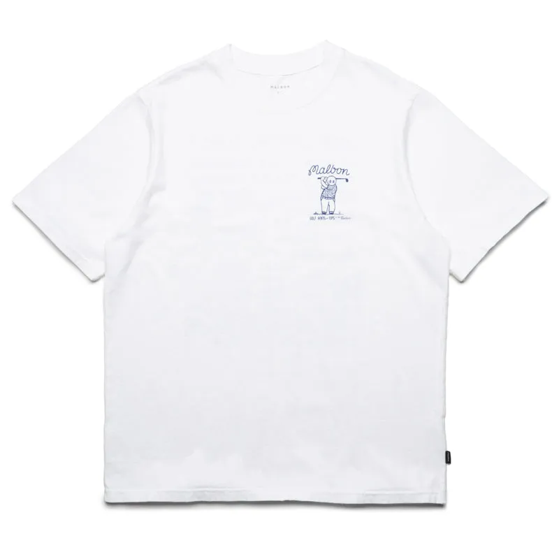 Malbon Golf Club Select Tee - White Camping site Dry clean only