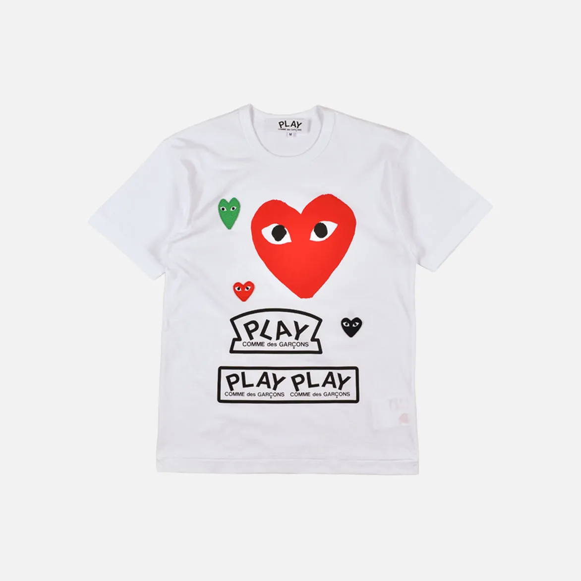 MULTI LOGO TEE - WHITE / RED HighCollared Design Seamless Sleeve Construction