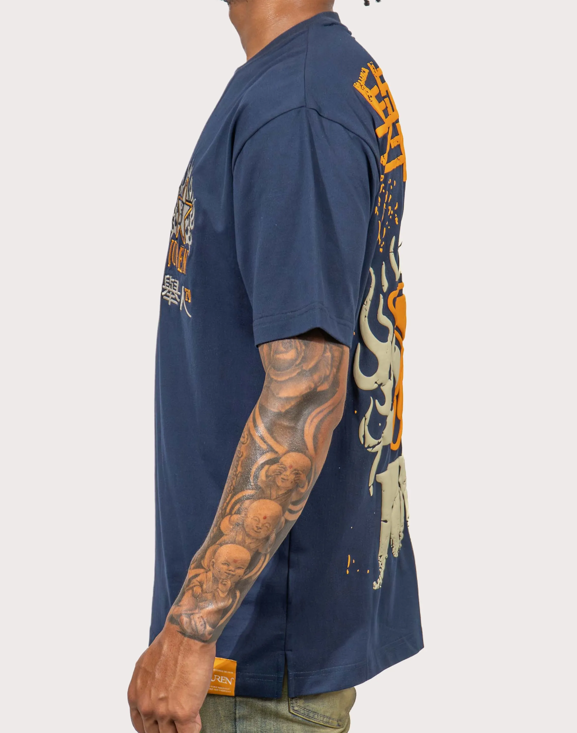 Ultraviolet Protection Poise Fit Blac Leaf Juren Ice Cold Navy Tee