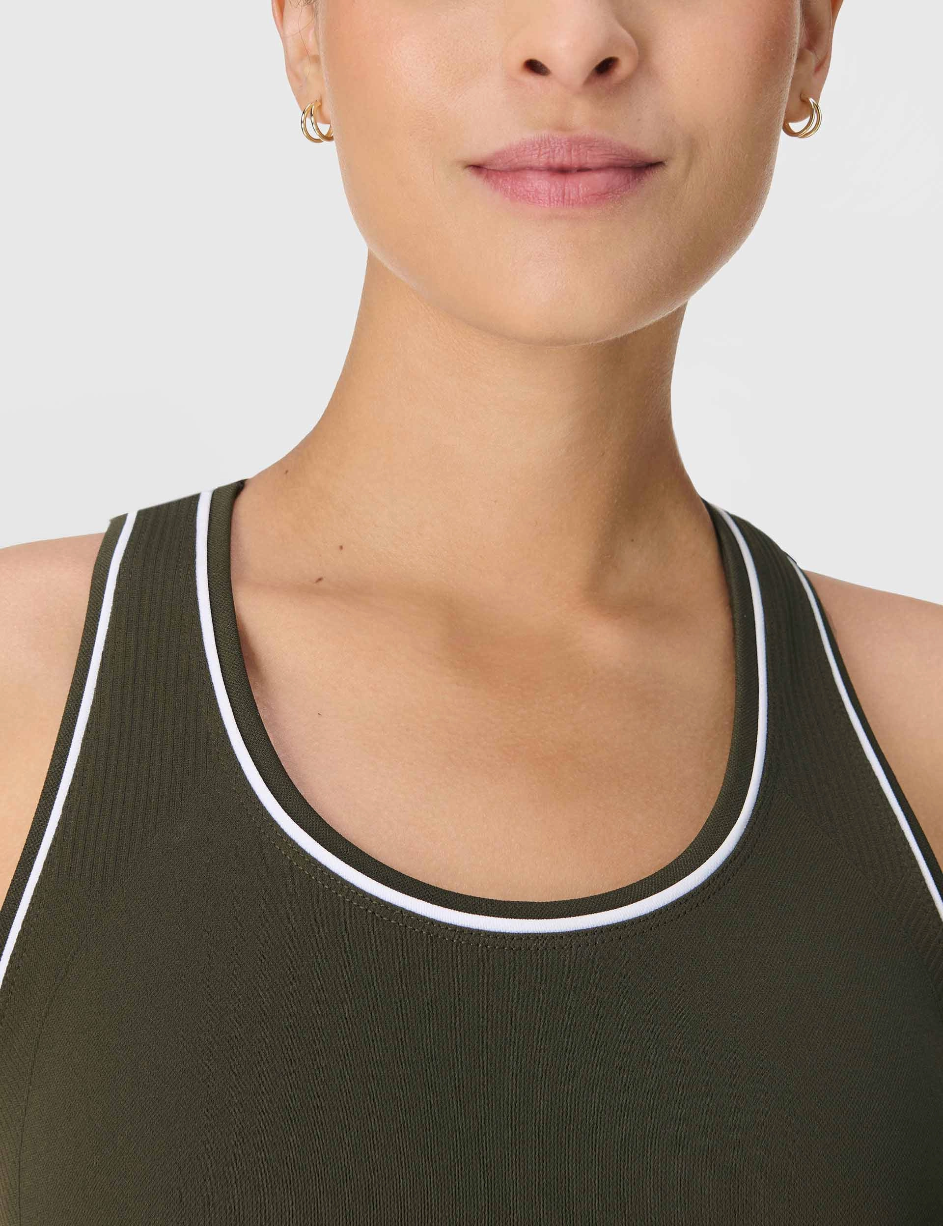 Odor Control Nanotechnology Athletic Core Stabilizer Athlete Crop Seamless Workout Vest - Nori Green