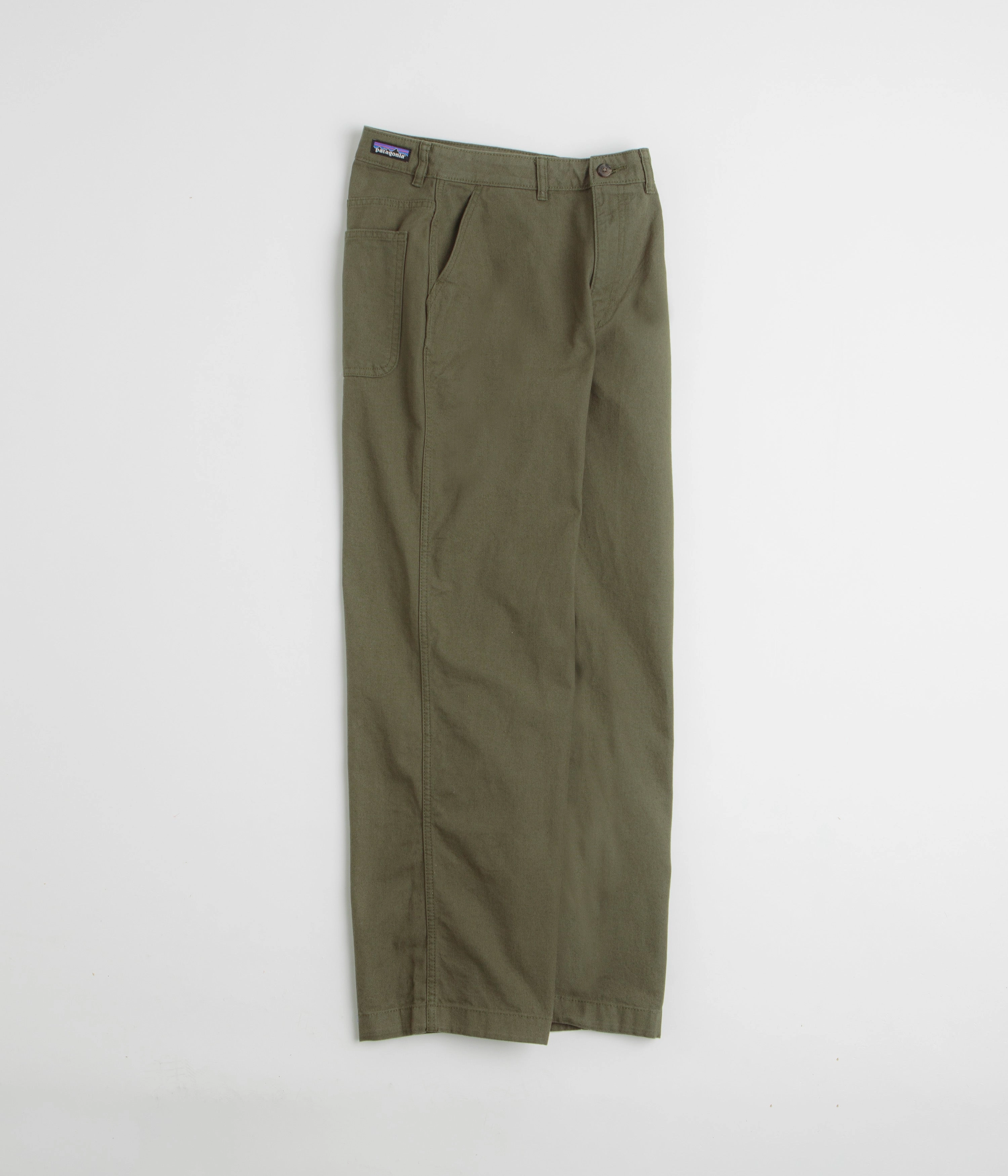 Patagonia Womens Point Reyes Canvas Wide Leg Pants - Basin Green LowProfileTopstitching