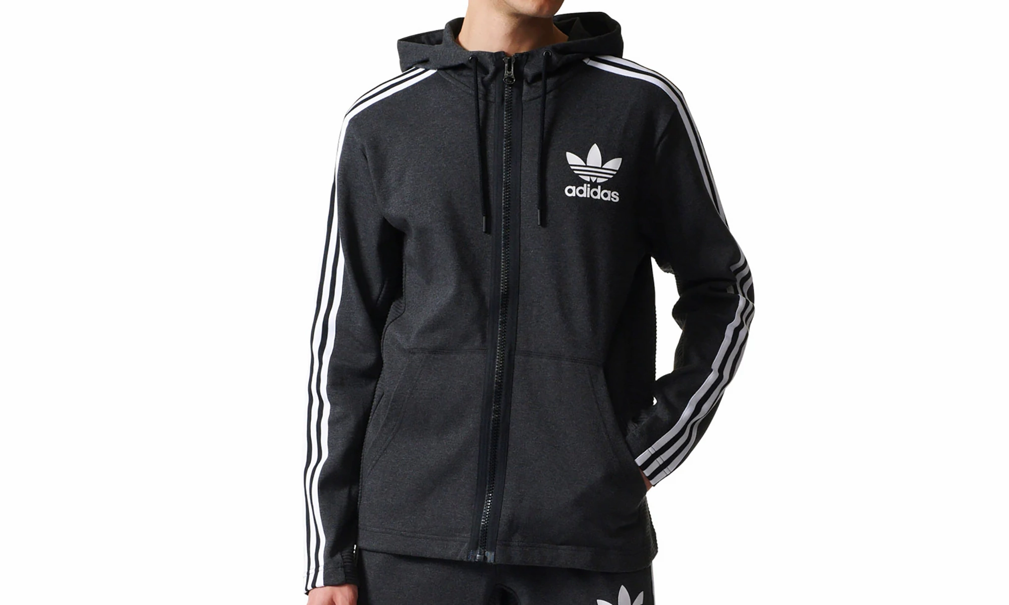 Silver Glow NonIrritating Curated Full Zip Hoodie "Black / White"