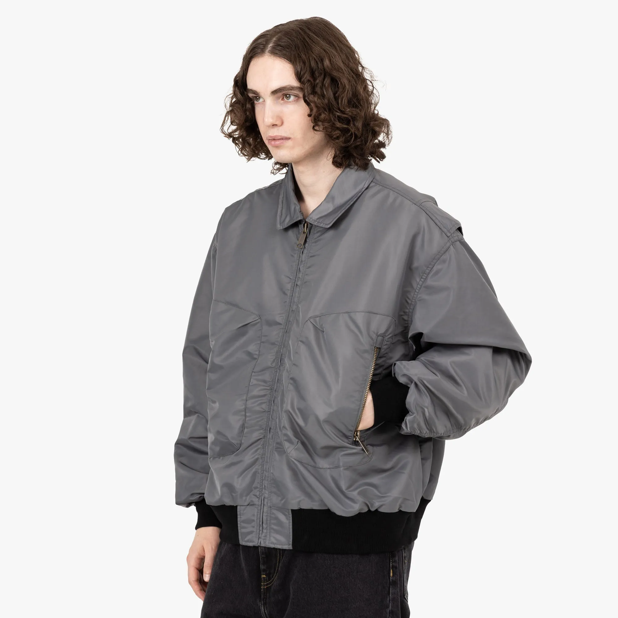 Scratch Resistant Zippers Sporty Fit Brain Dead 3D Flight Jacket / Steel