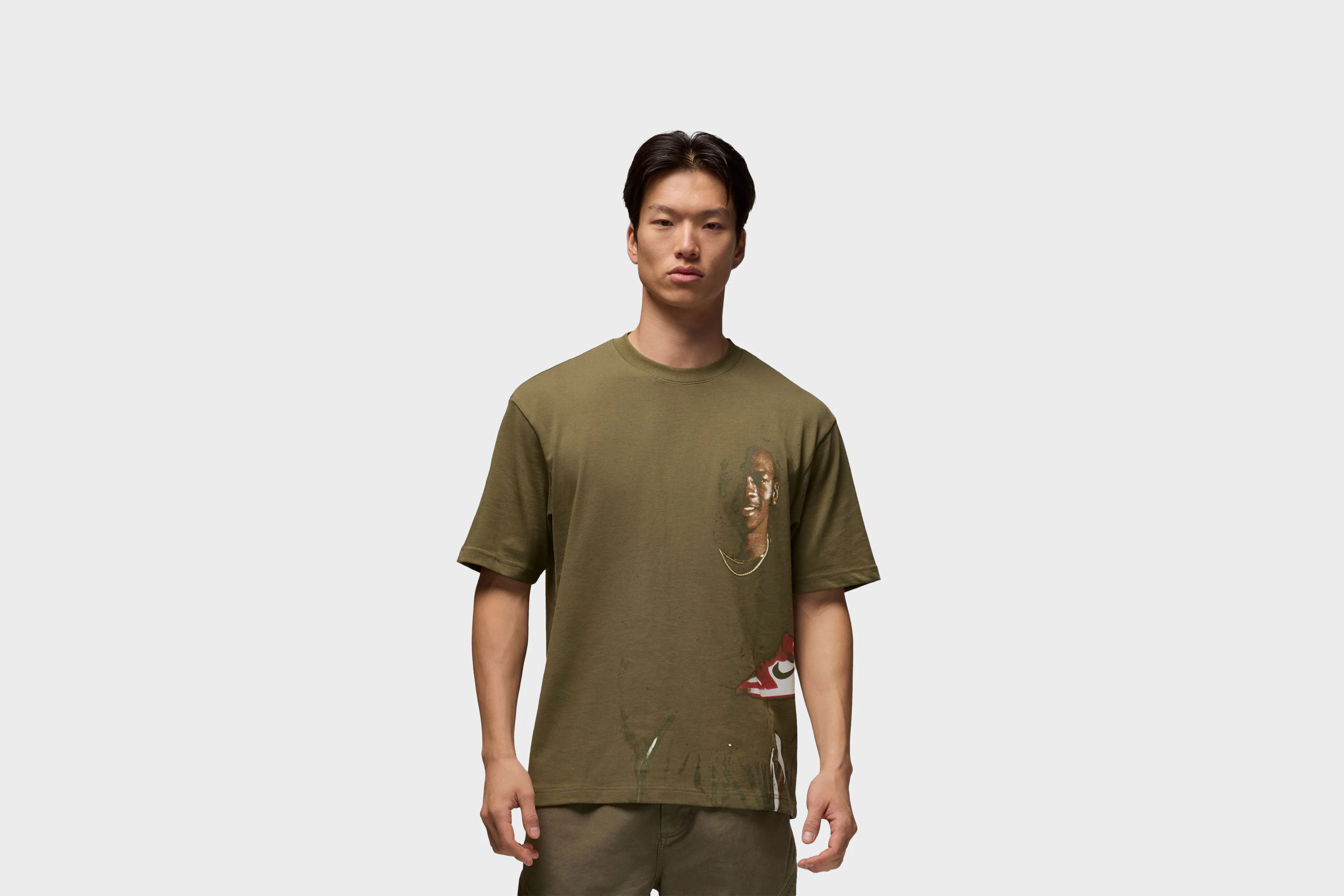 Romance Air Jordan Men??s Crew Neck T-Shirt (Olive)
