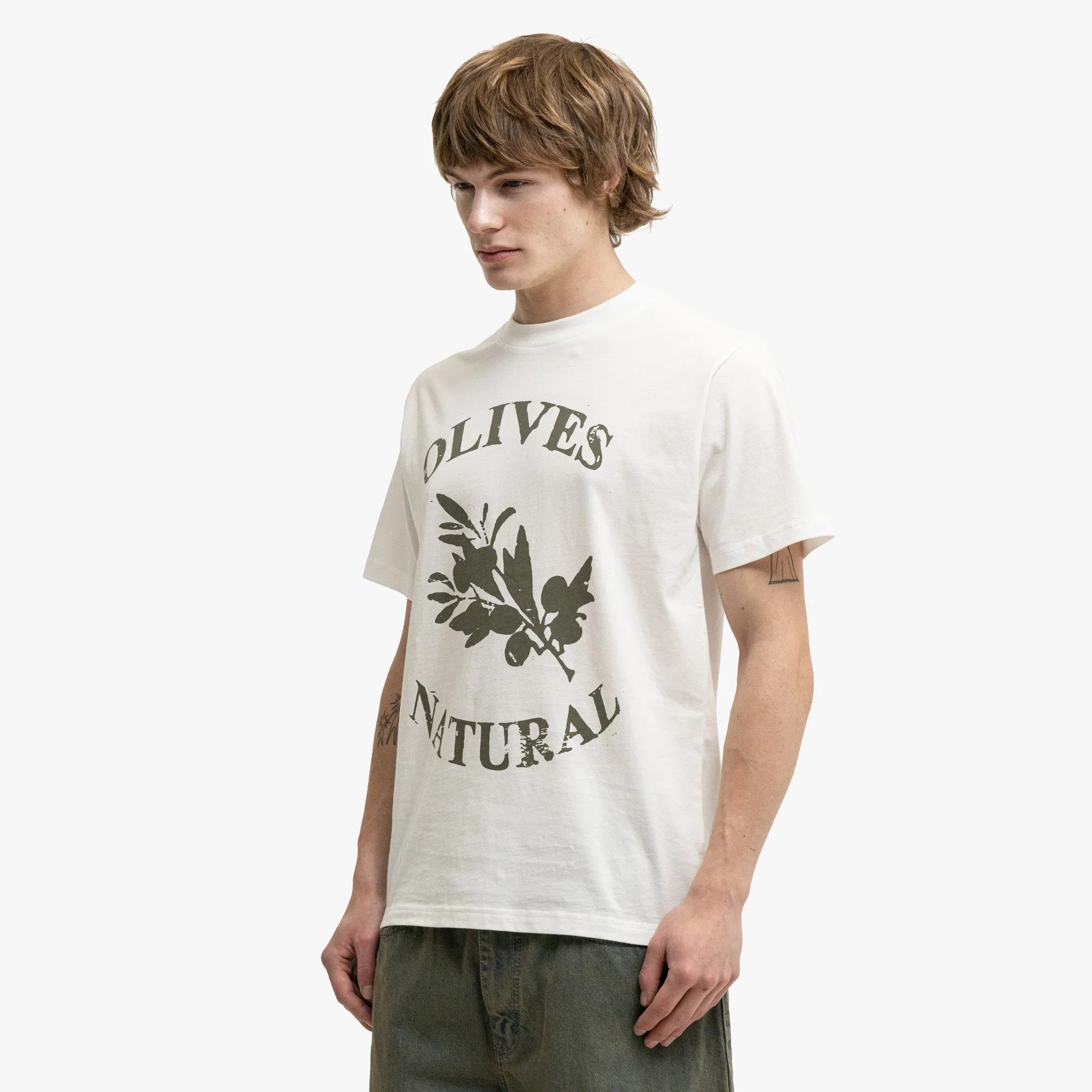 Museum Of Peace & Quiet Olives T-Shirt White Mid Length outdoor climate