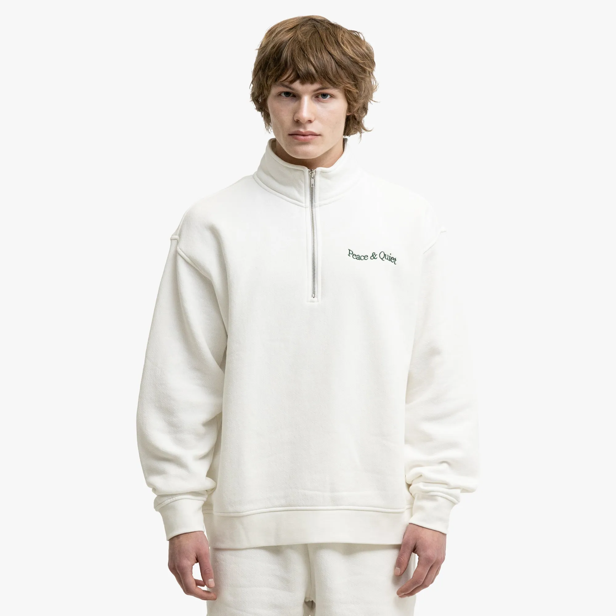 Museum Of Peace & Quiet Quarter Zip Up White Soft Modern Fit