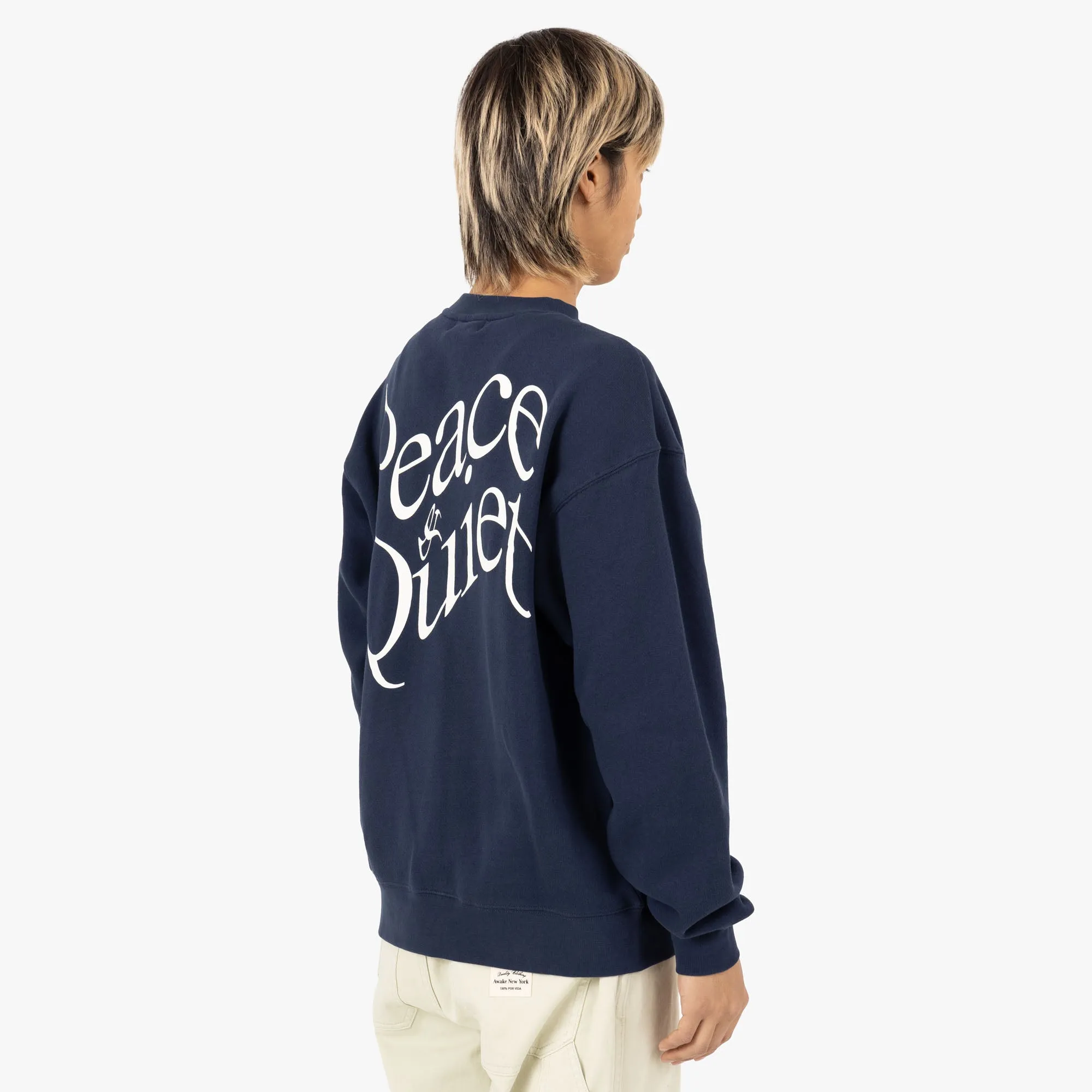 Museum of Peace & Quiet Warped Crewneck / Navy Shrink resistant Sports Style