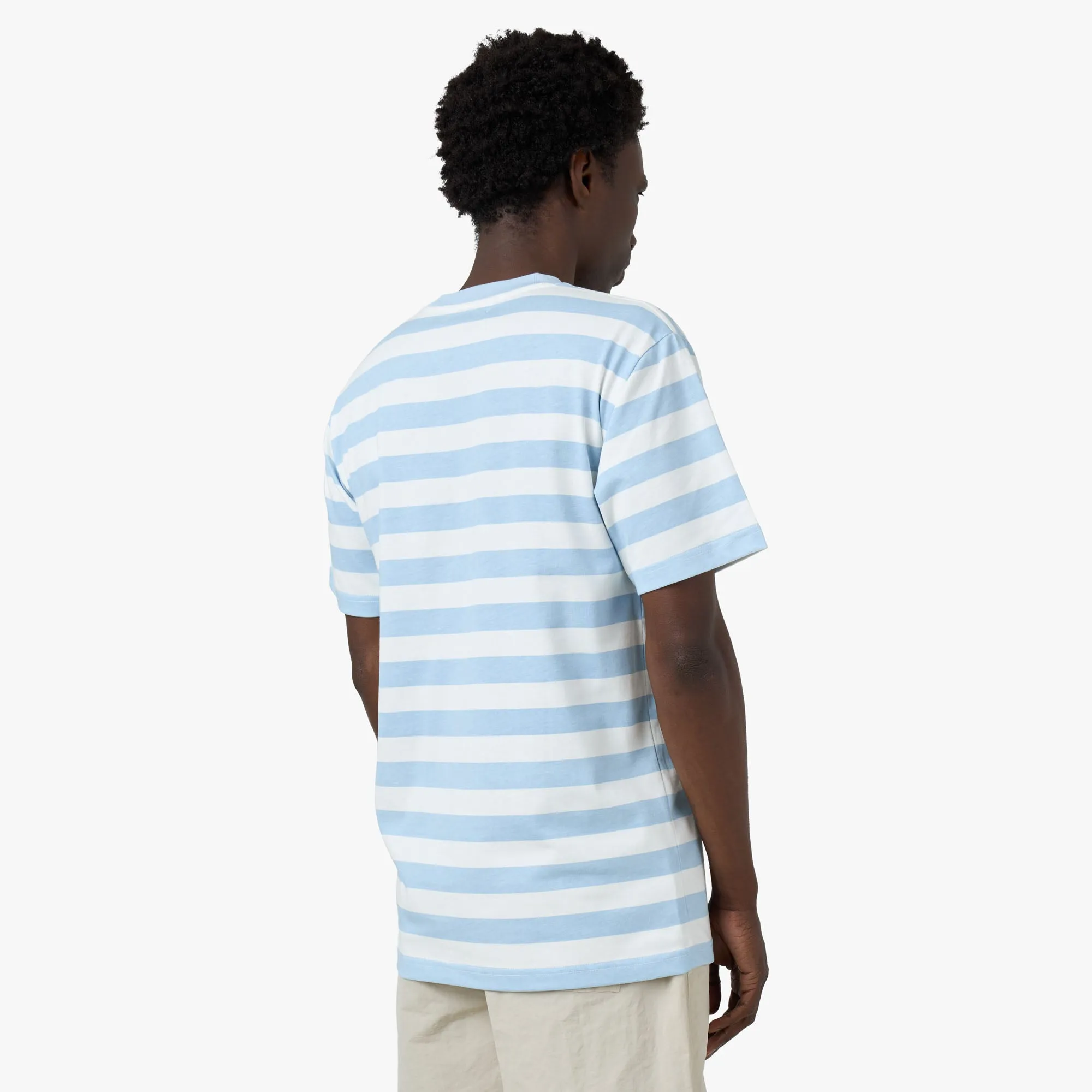 Museum Of Peace & Quiet Wordmark Striped T-Shirt / Baby Blue festival event domestic