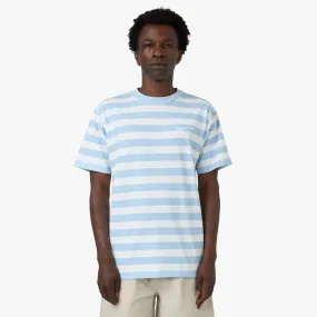 Museum Of Peace & Quiet Wordmark Striped T-Shirt / Baby Blue cruise event