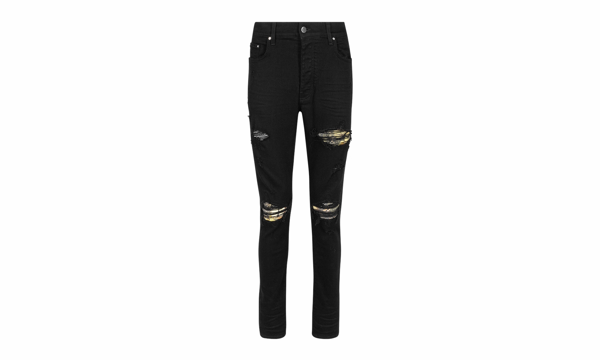 Tagless Design Easy Pairing MX1 PLAID Aged Straight-Fit Jeans "Black"