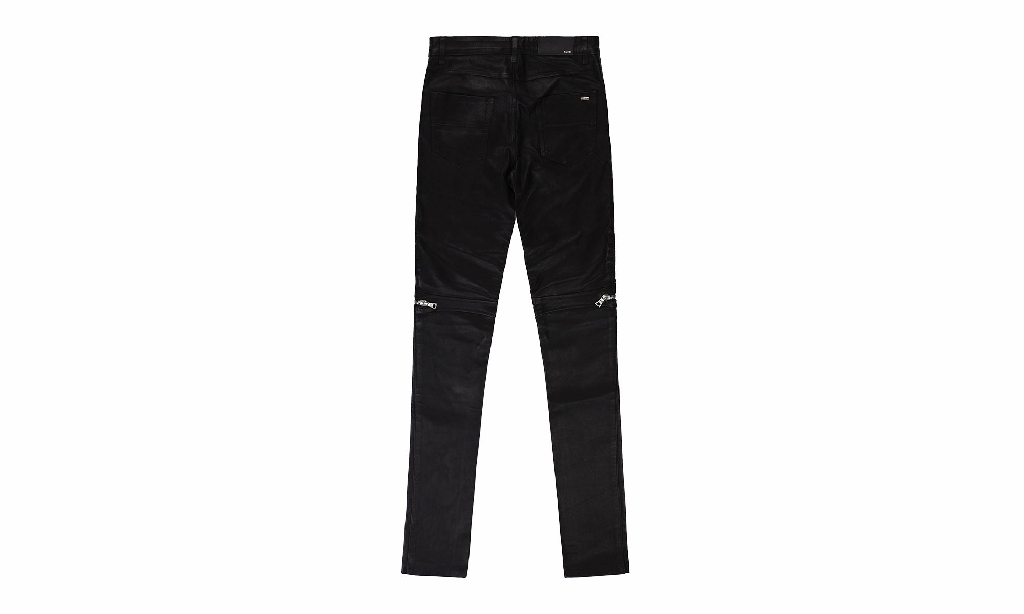 Reinforced Stitching Details Family Style Luxury MX2 LEATHER SLIM-FIT JEANS "Black/Silver"