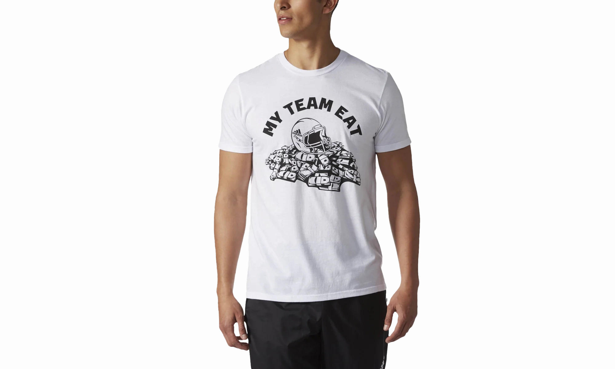 Desk Style Recycled Polyester Blend My Team Eat Savage Speed T-Shirt "White / Black"