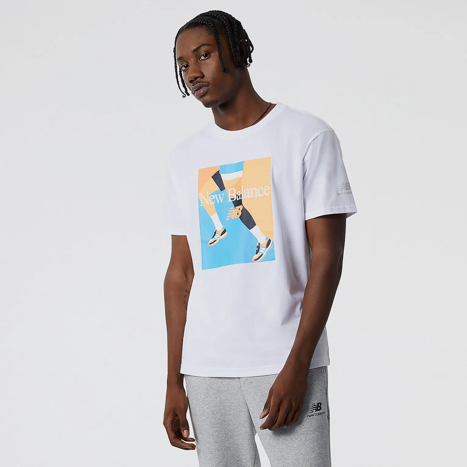 NB Essentials Celebrate Run Tee - WHITE CompressionFreeCuffs Self Love