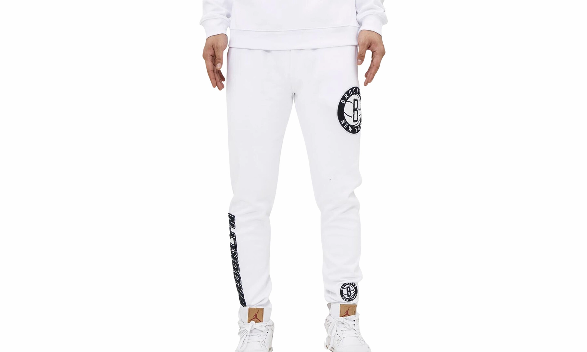 NBA Brooklyn Nets Logo Joggers White Sweatpants "White"