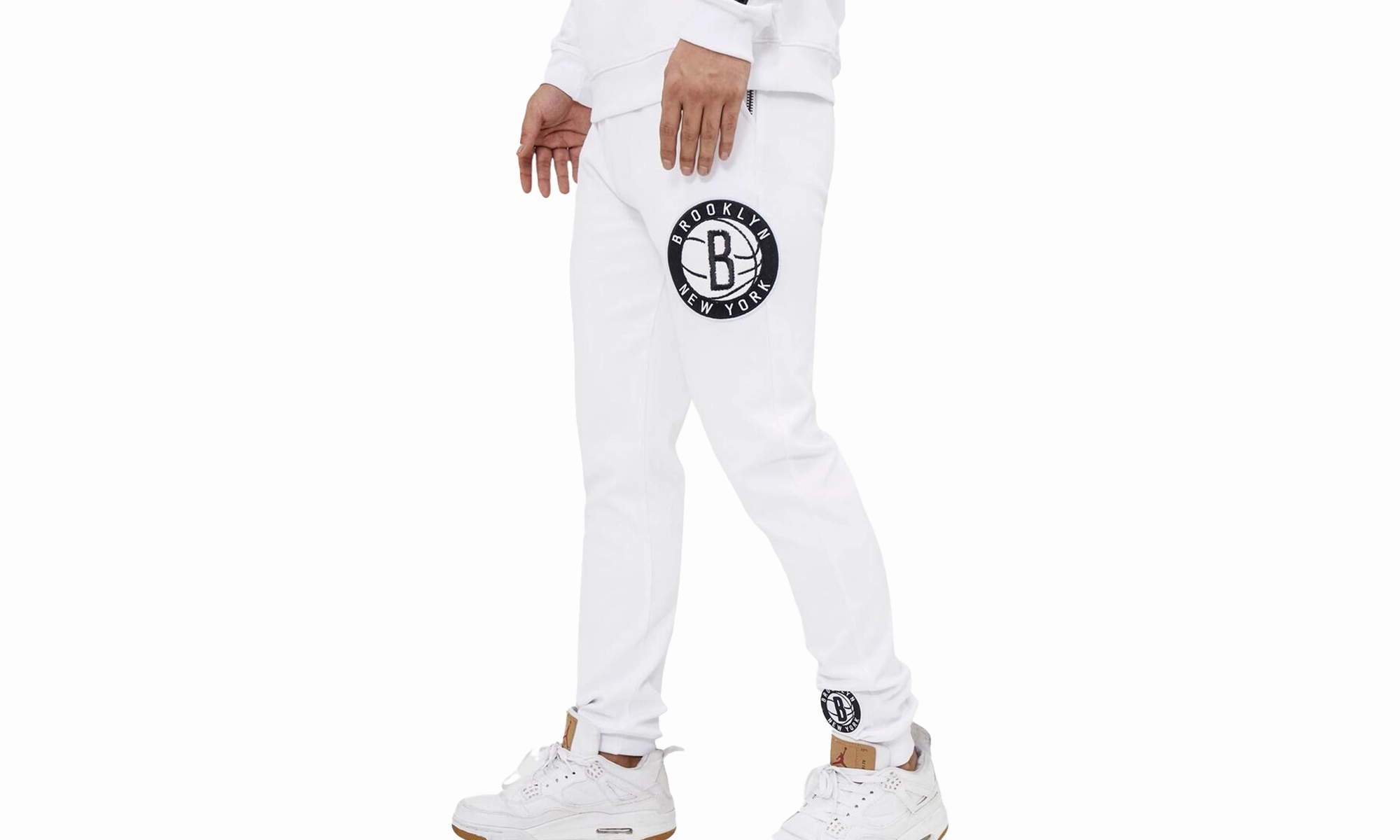 NBA Brooklyn Nets Logo Joggers White Sweatpants "White"