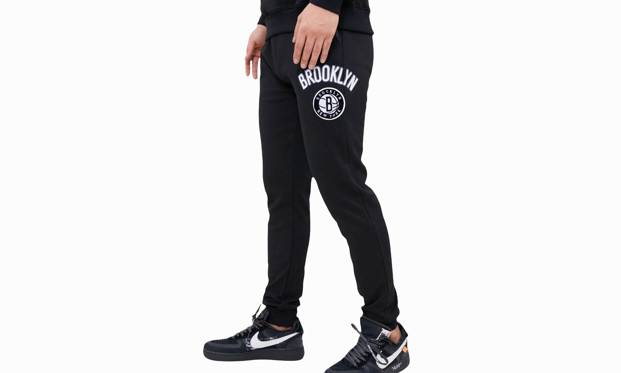 NBA Brooklyn Nets Stacked Logo Sweatpants "Black"