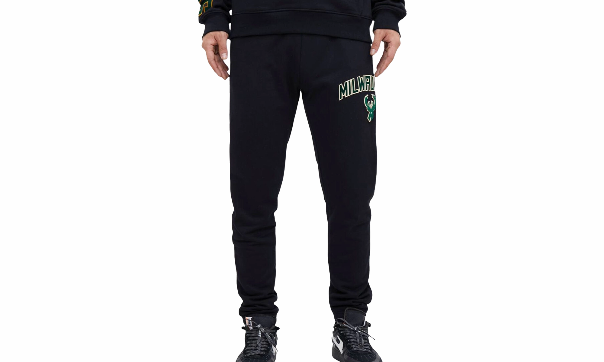 NBA Milwaukee Bucks Stacked Logo Sweatpants "Black"